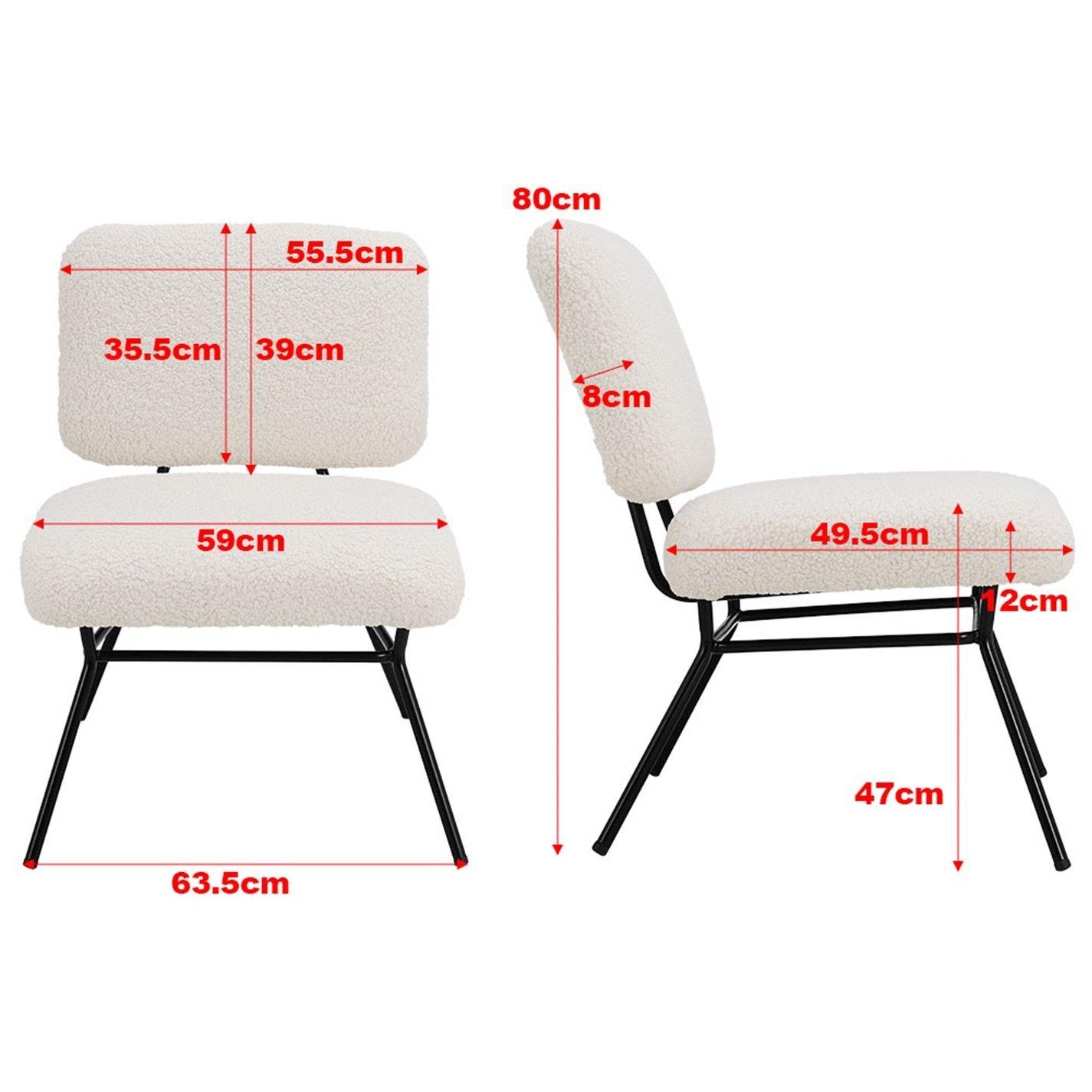 Beige - Kabinet UK - Metal Faux Wool Accent Chair Occasional Chair - 10