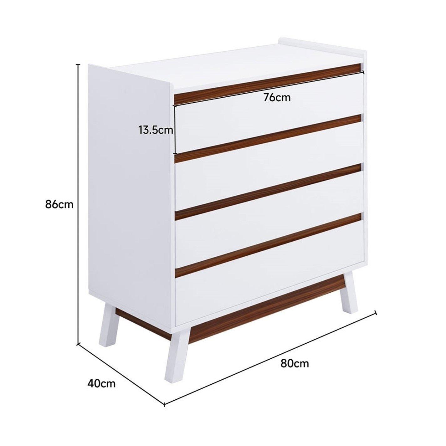 White - Kabinet UK - 4-Tier Bedroom Chest Storage Cabinet - 9