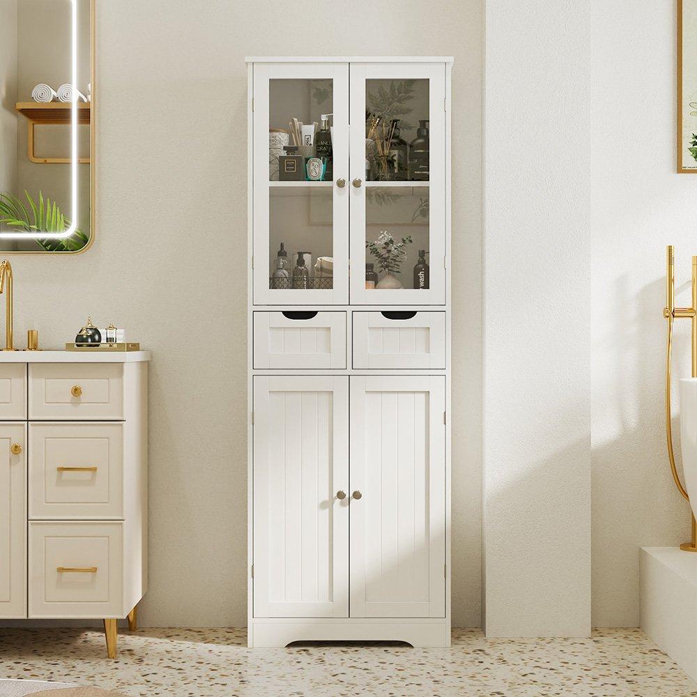 White - Kabinet UK - Modern Tall Glass Door Cabinet - 2