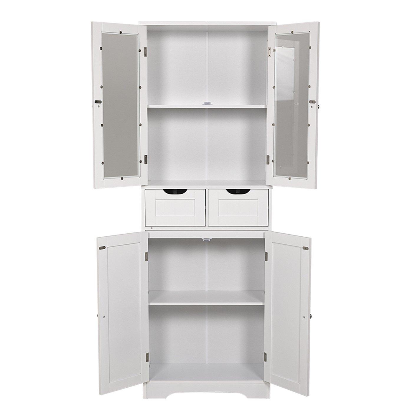 White - Kabinet UK - Modern Tall Glass Door Cabinet - 3