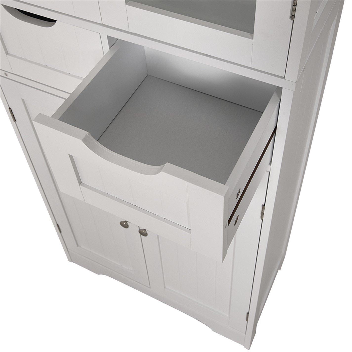 White - Kabinet UK - Modern Tall Glass Door Cabinet - 4