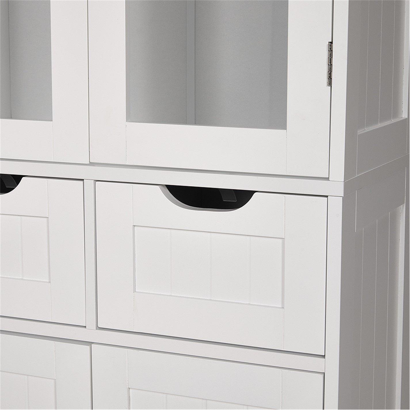 White - Kabinet UK - Modern Tall Glass Door Cabinet - 5