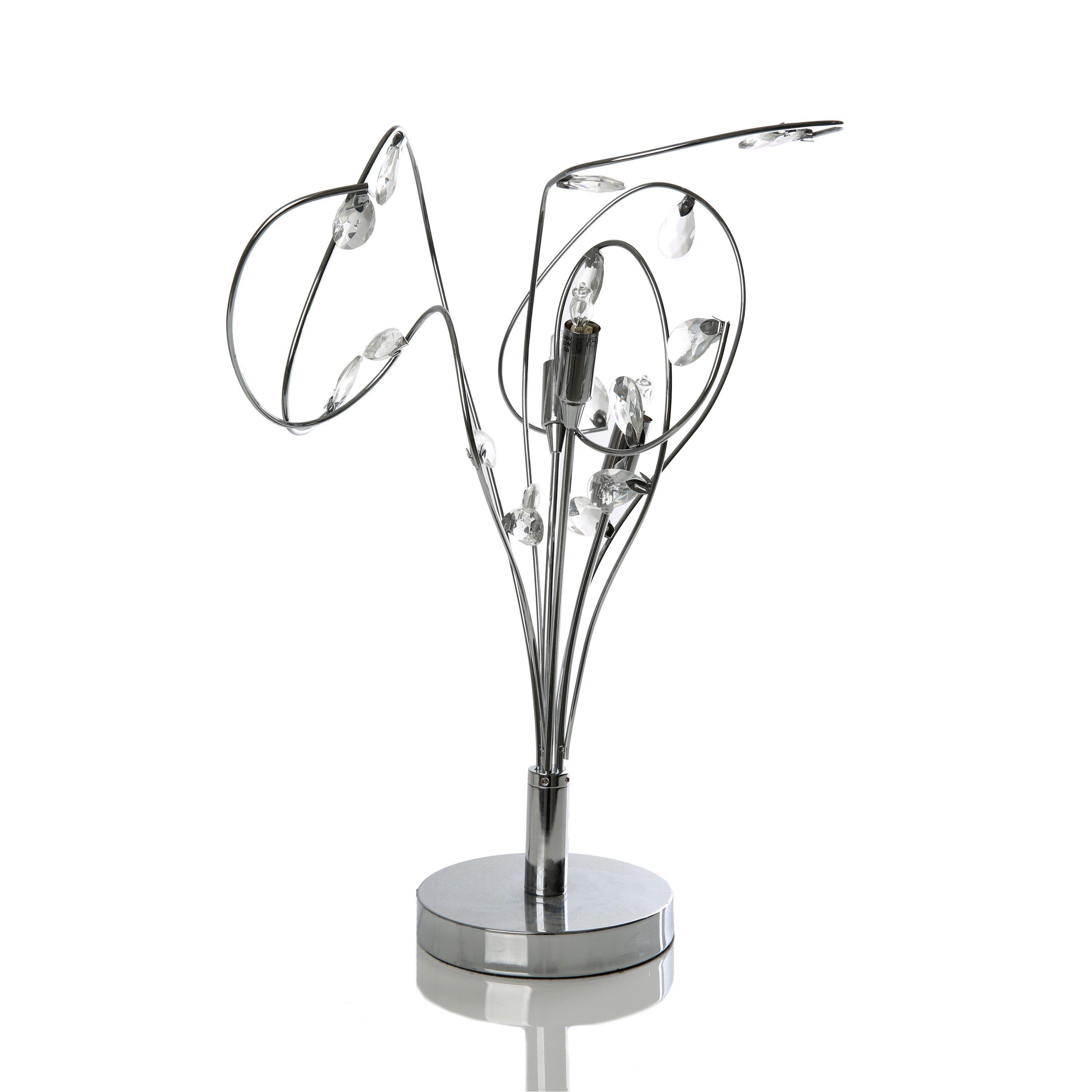 Chrome - K Living - KLiving Bremen Chrome Curly Crystal Table Lamp - 1