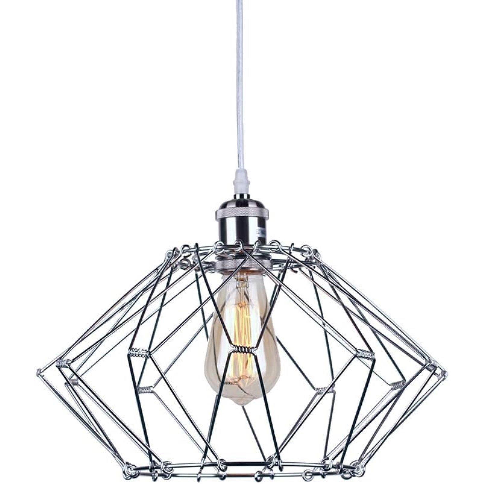 Chrome - K Living - Evolution Adjustable Geometric Cage Pendant Light - 1