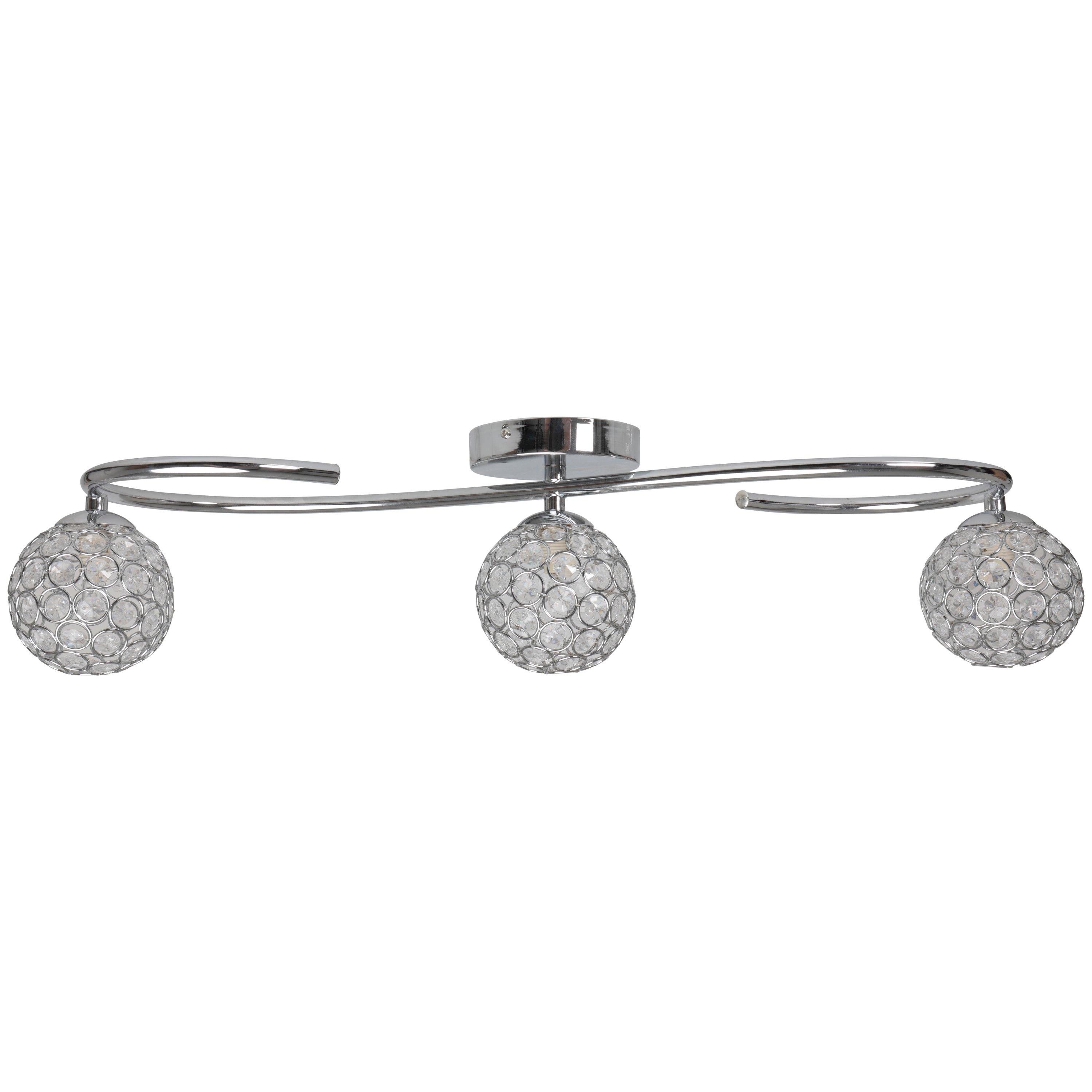 Chrome - K Living - Perivale 3 Light Crystal Ball Ceiling Light - 2