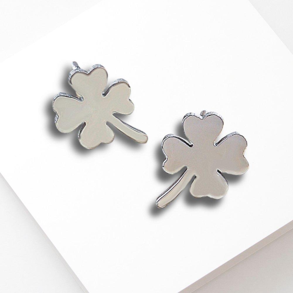 Silver - Aye Do Gifts - Four Leaf Clover Stud Earrings 2130-NP - 1