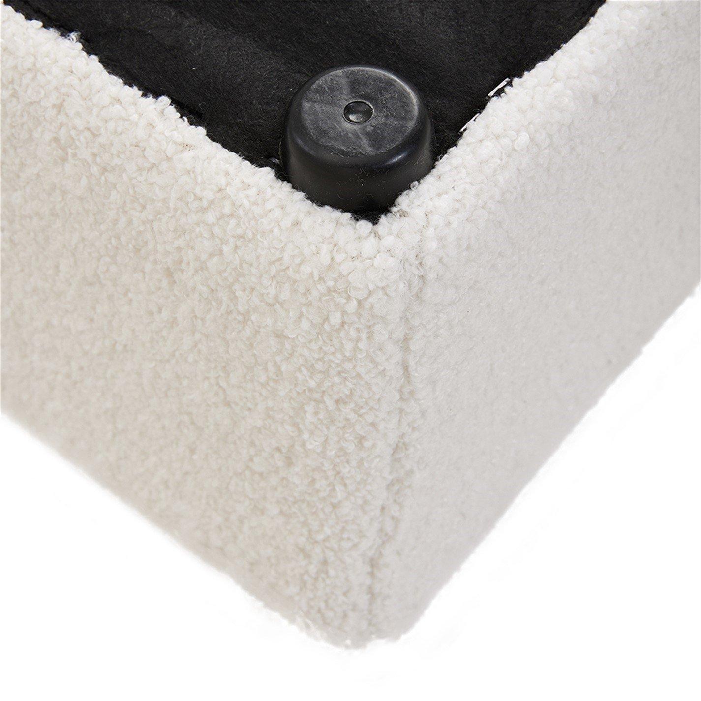 White - Kabinet UK - White Upholstered Teddy Fleece Ottoman Bench Set - 4