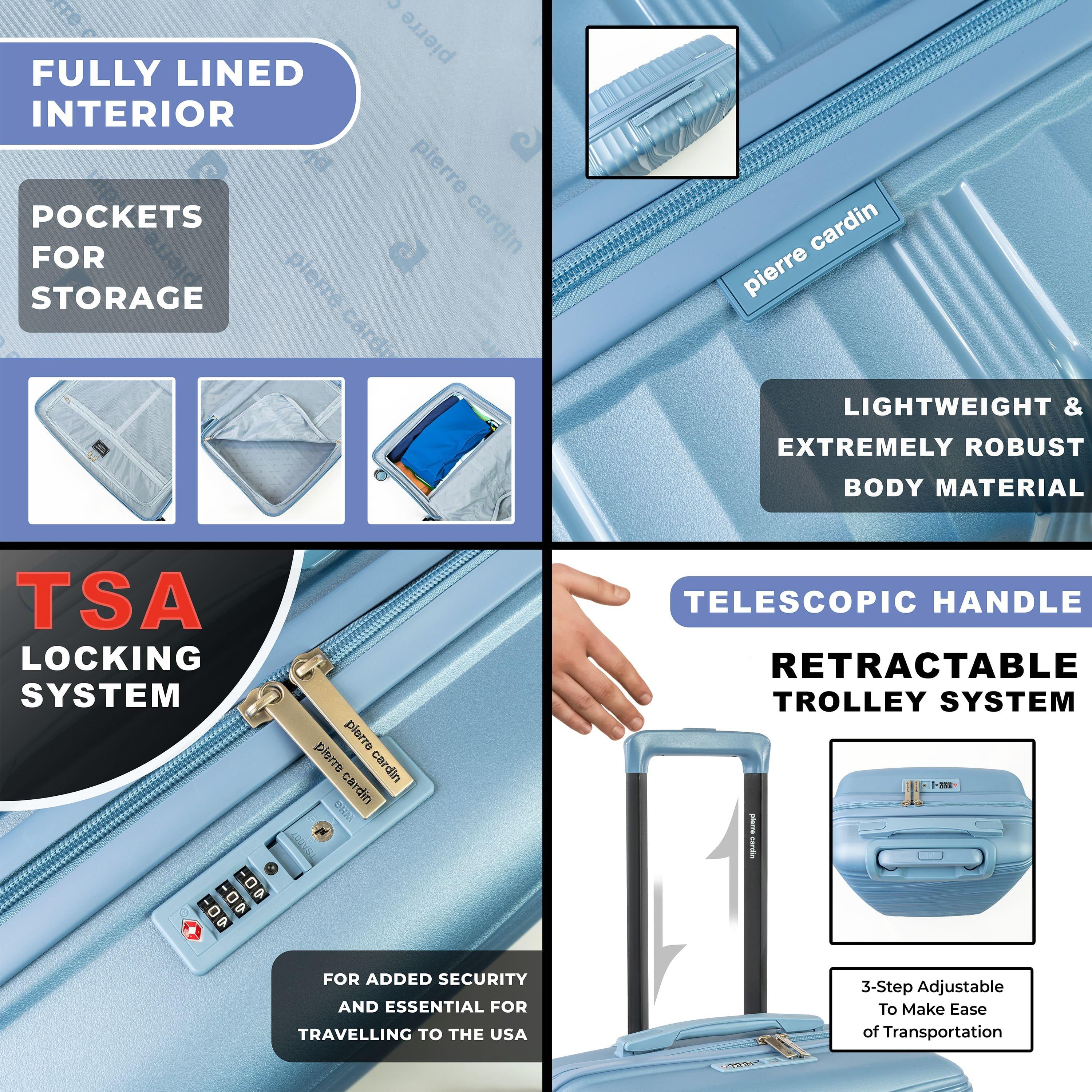 Blue Cl901-05 - Pierre Cardin - Riviera Hard Shell Travel Suitcase Wheeled Luggage - 4
