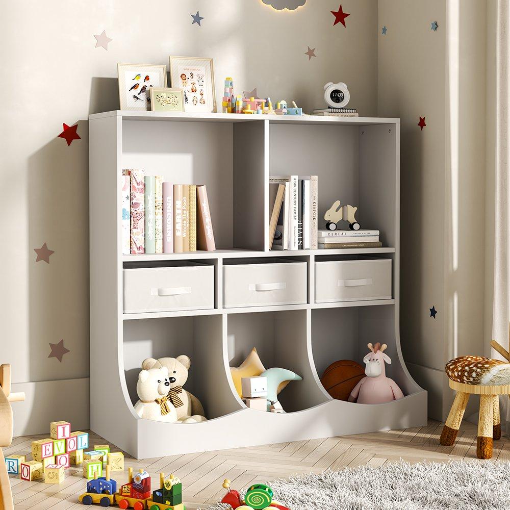White - Kabinet UK - 3-Tier Open Style Toy and Book Storage Cabinet - 1