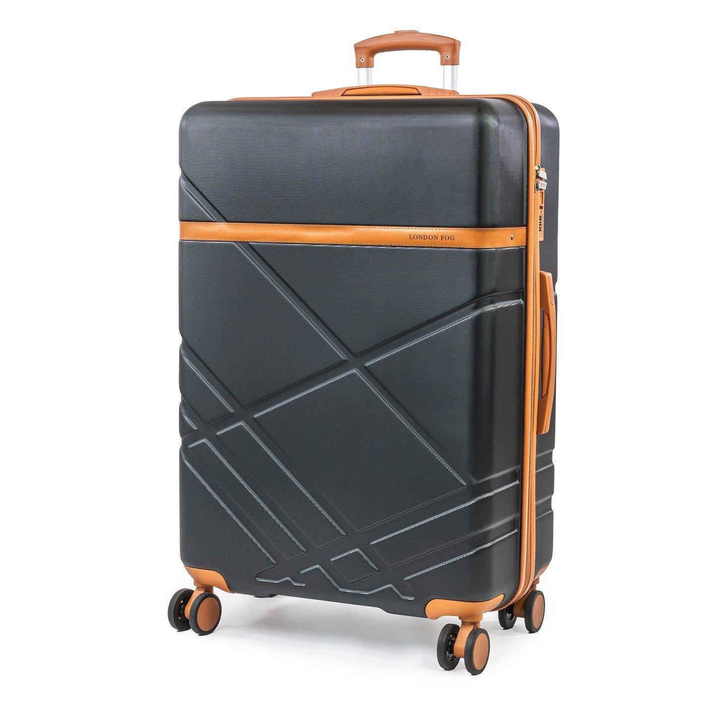 London Fog  Eton Hardshell Suitcase Wheeled Matching Luggage - Black/Tan Lfl00 - Large