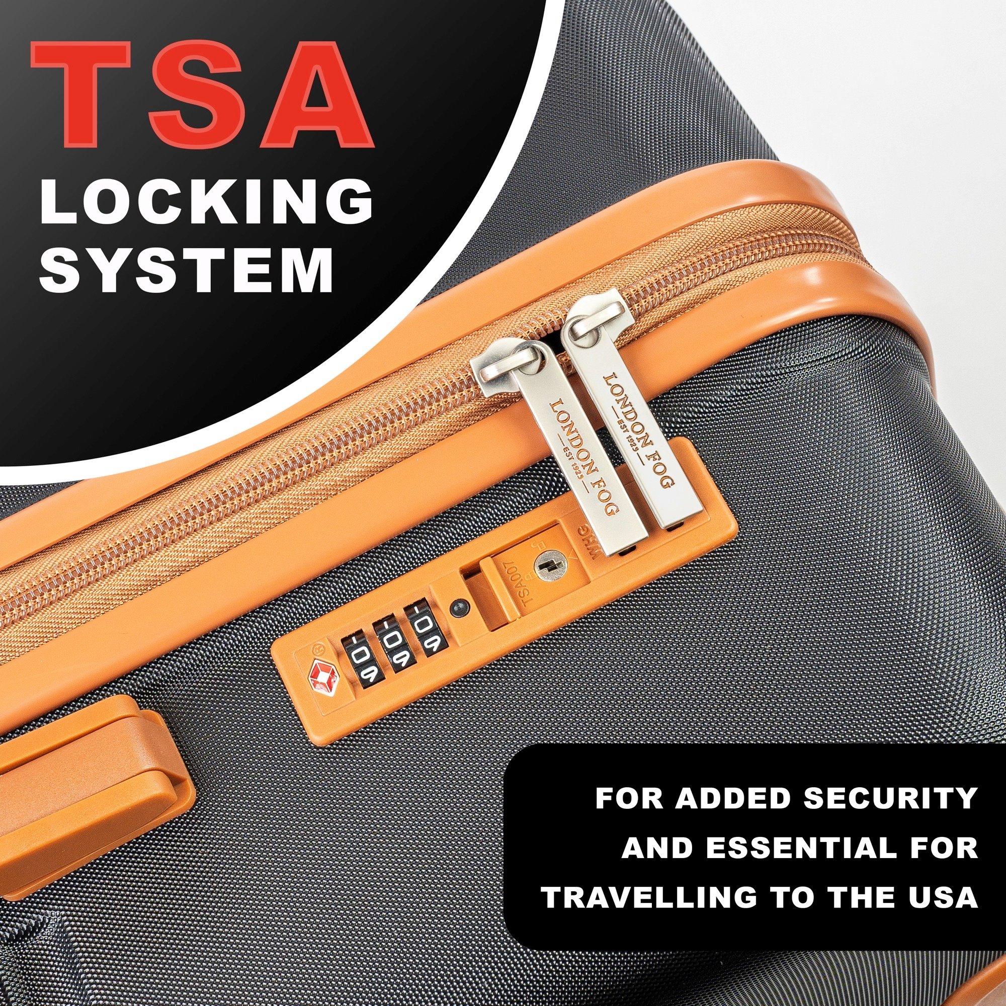 Black/Tan Lfl00 - London Fog - Eton Hardshell Suitcase Wheeled Matching Luggage - 6