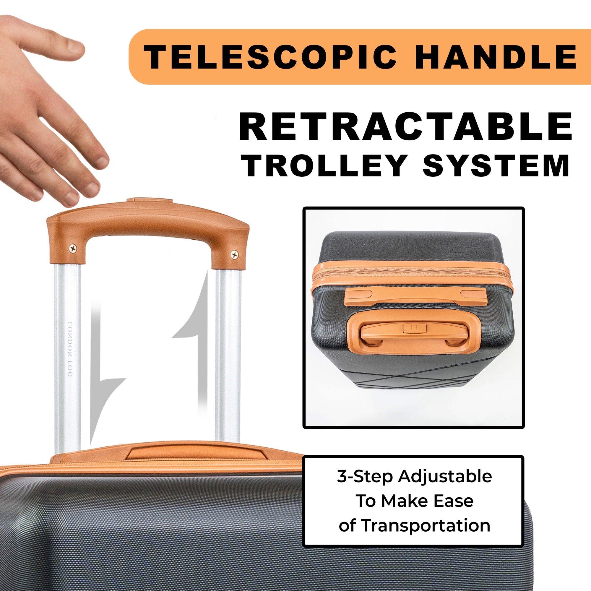 Black/Tan Lfl00 - London Fog - Eton Hardshell Suitcase Wheeled Matching Luggage - 7