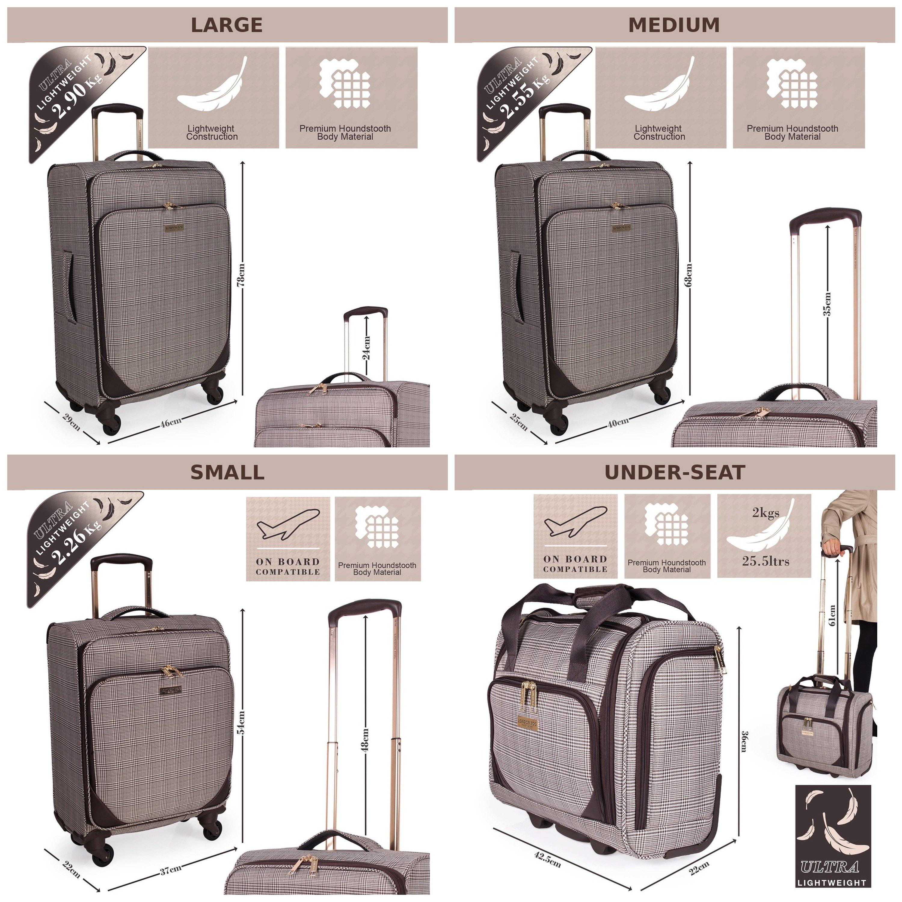 Brown Lfl003-04 - London Fog - Camberley Soft Shell Suitcase Luggage with Wheels - 12