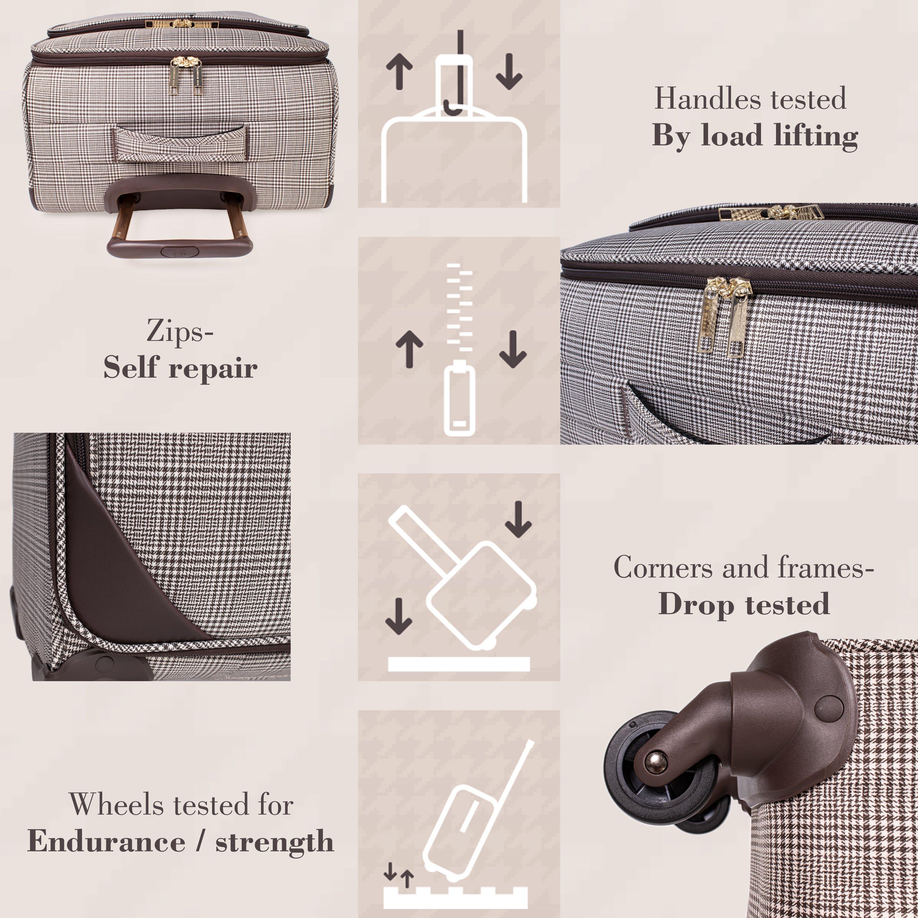 Brown Lfl003-04 - London Fog - Camberley Soft Shell Suitcase Luggage with Wheels - 8