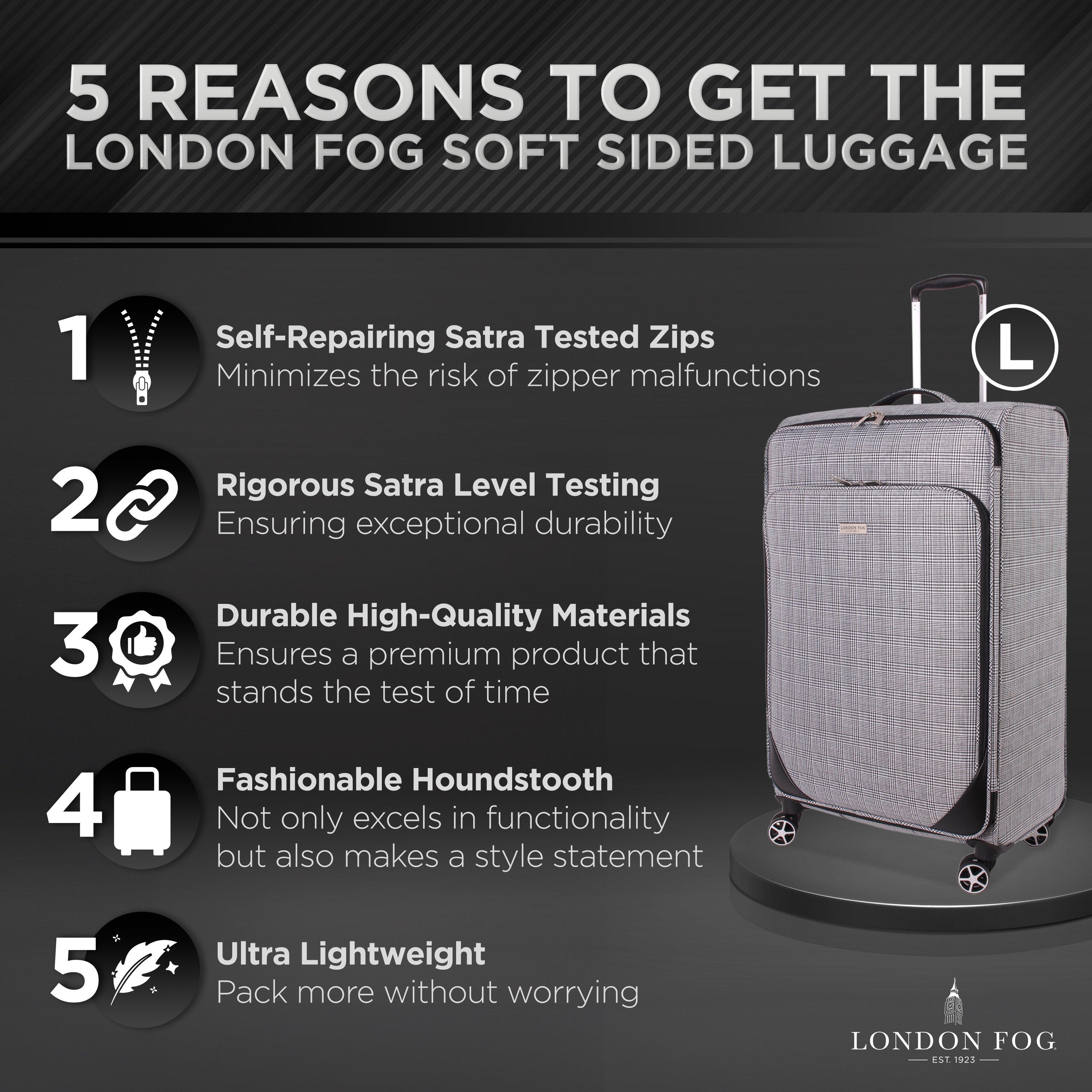 Brown Lfl003-04 - London Fog - Camberley Soft Shell Suitcase Luggage with Wheels - 10
