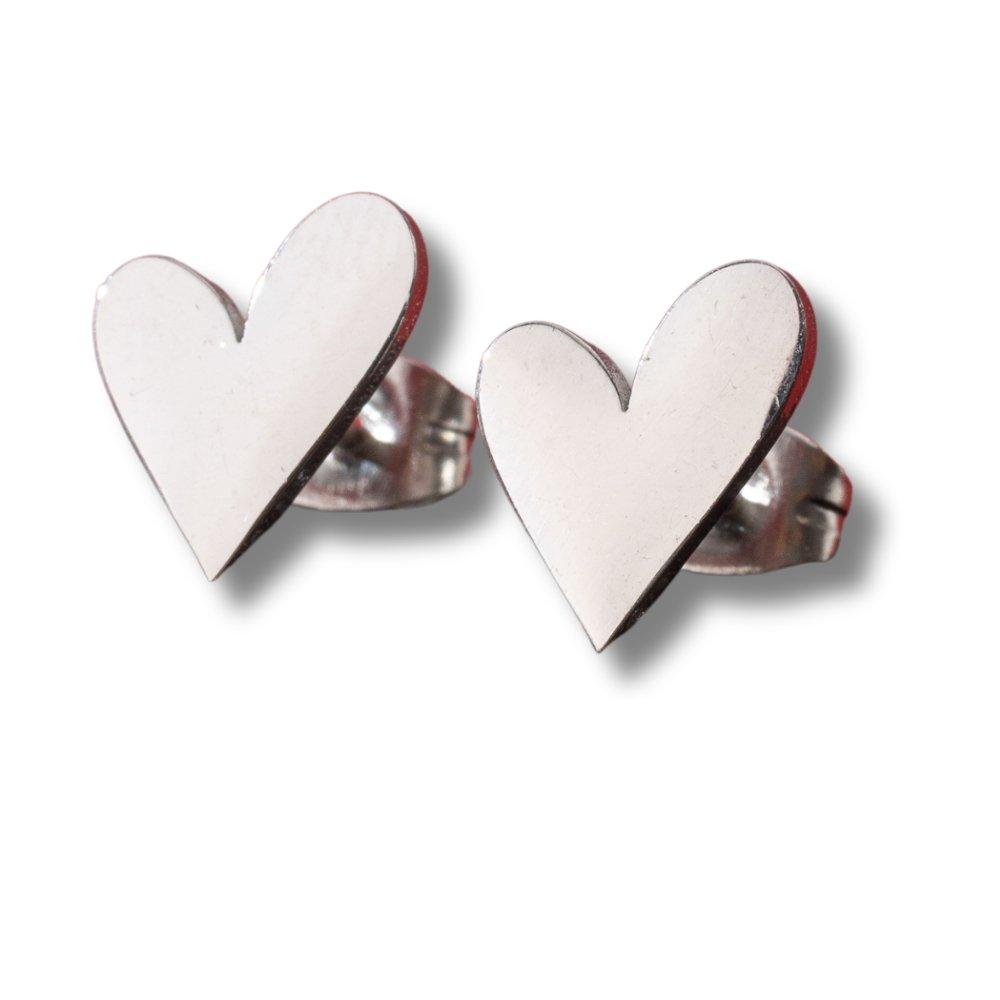 Silver - Aye Do Gifts - Tilted Heart Stud Earrings 1746-NP - 1
