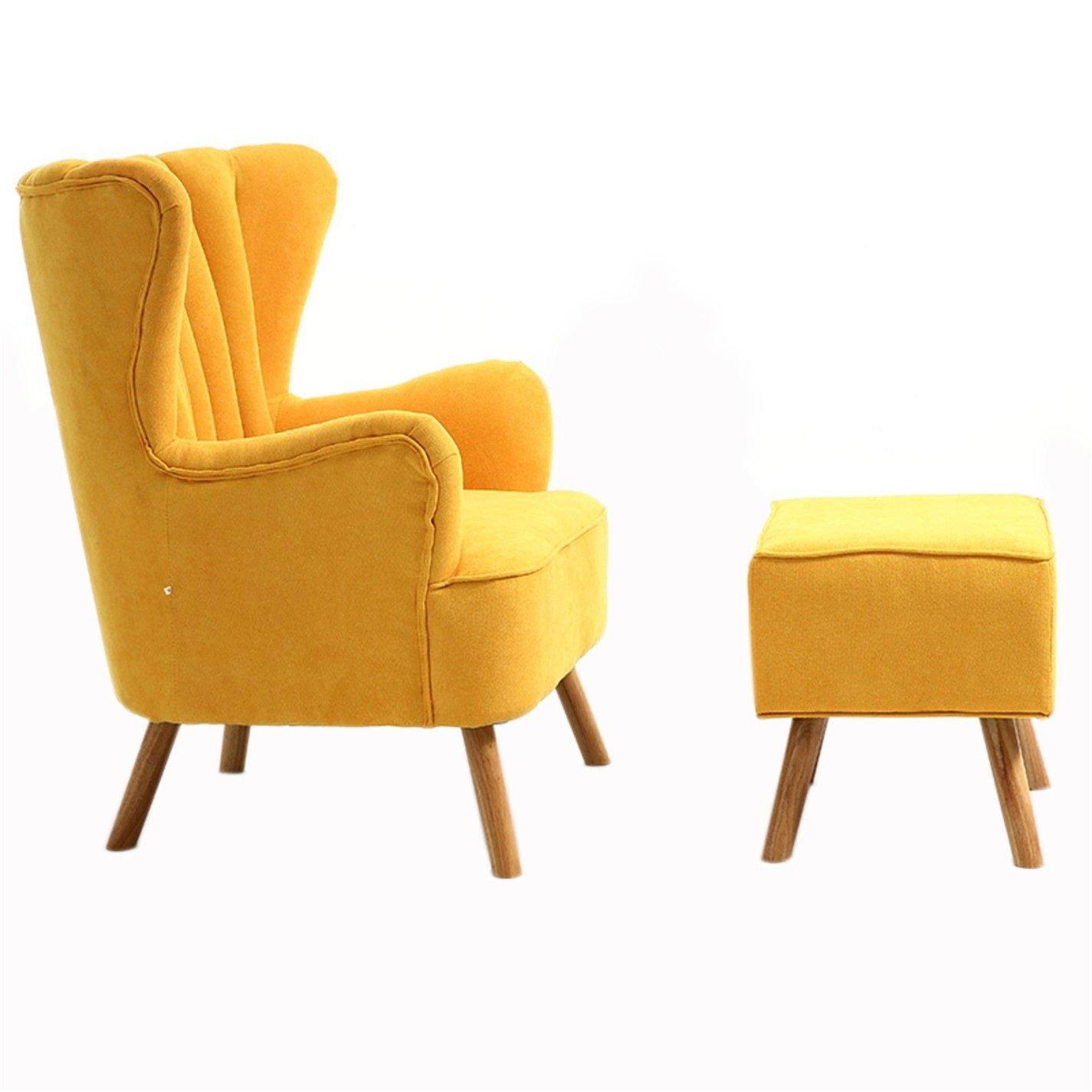 Yellow - Kabinet UK - Faux Wool Upholstered Armchair and Footstool - 5