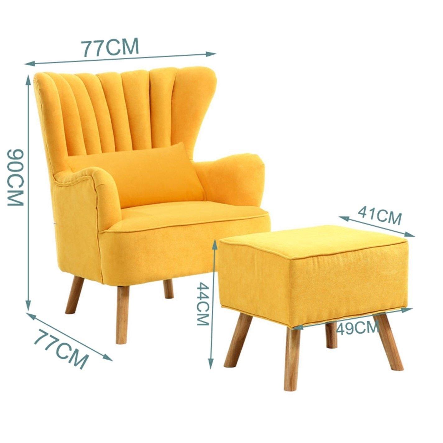 Yellow - Kabinet UK - Faux Wool Upholstered Armchair and Footstool - 6