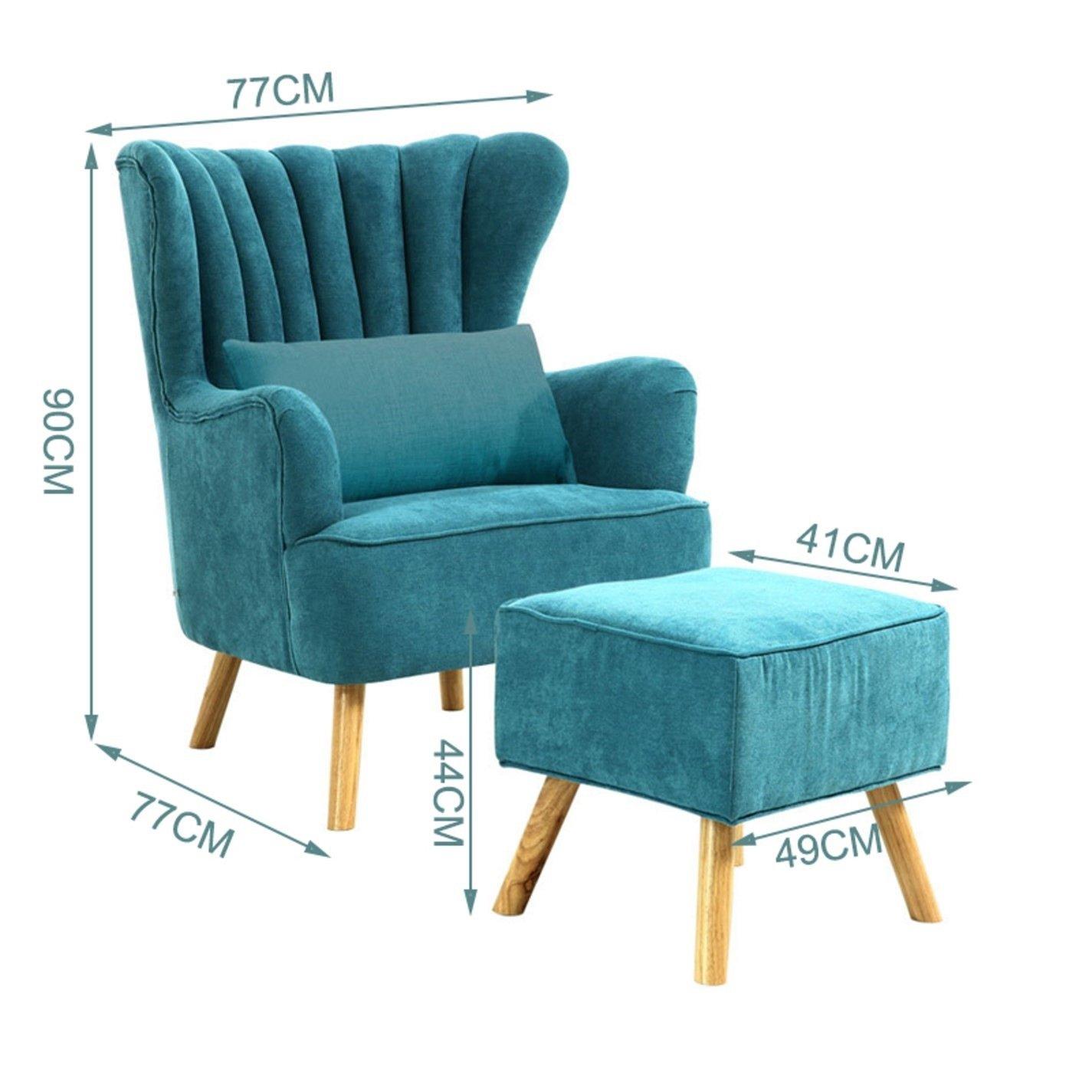 Blue - Kabinet UK - Faux Wool Upholstered Armchair and Footstool - 6