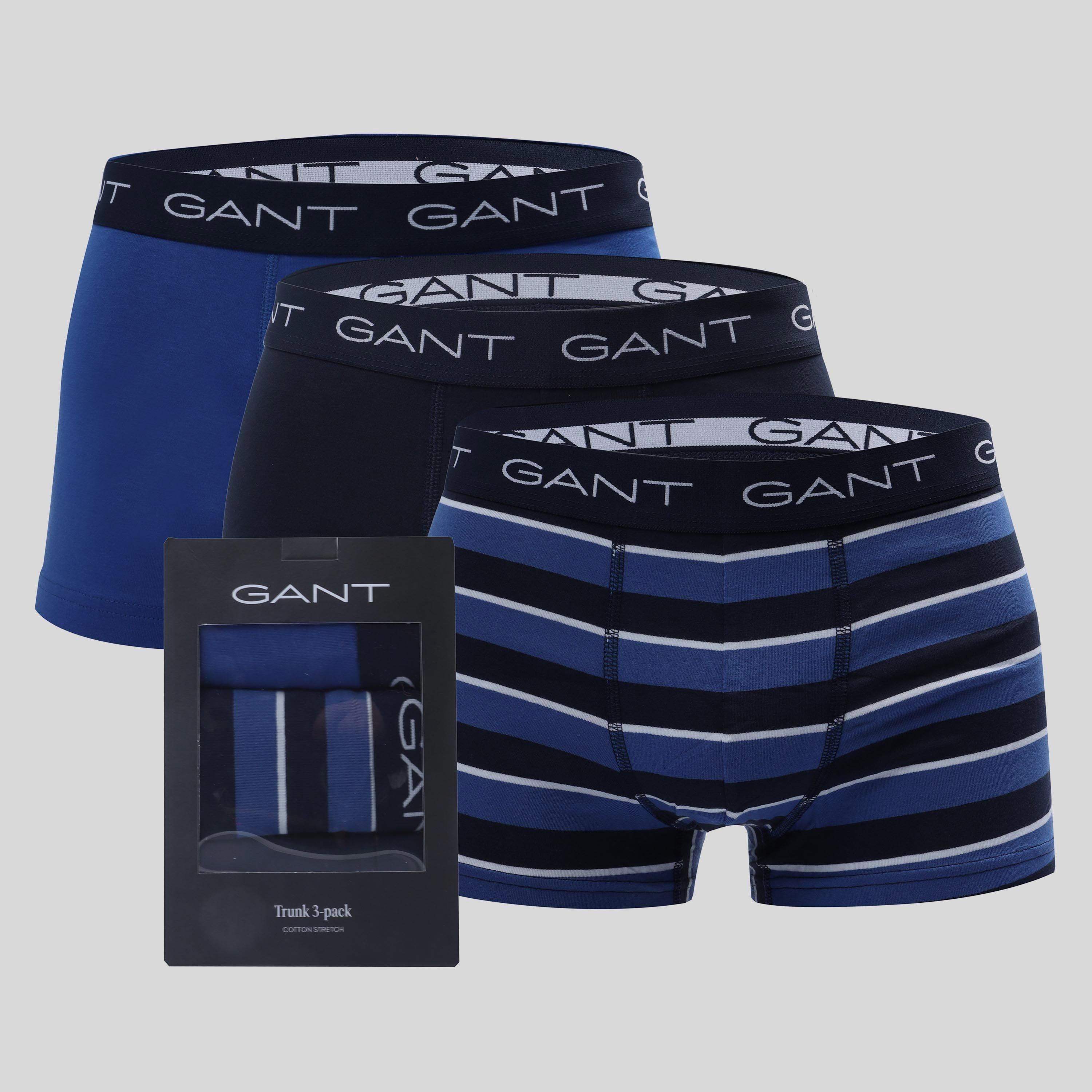 Gant Men's 3 Pack striped Trunks - Blue - S