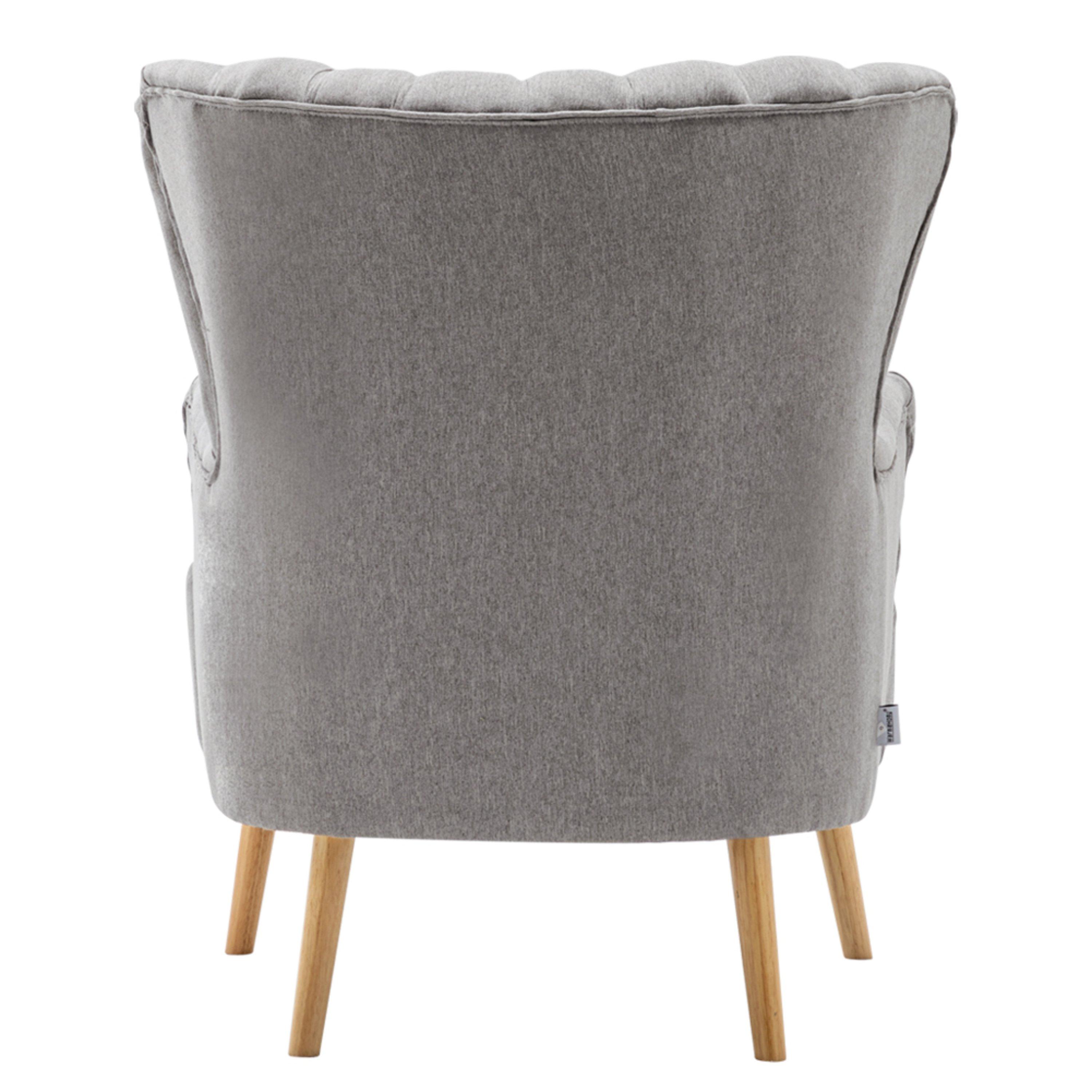 Grey - Kabinet UK - Contemporary Wing Back Armchair and Ottoman Set - 5