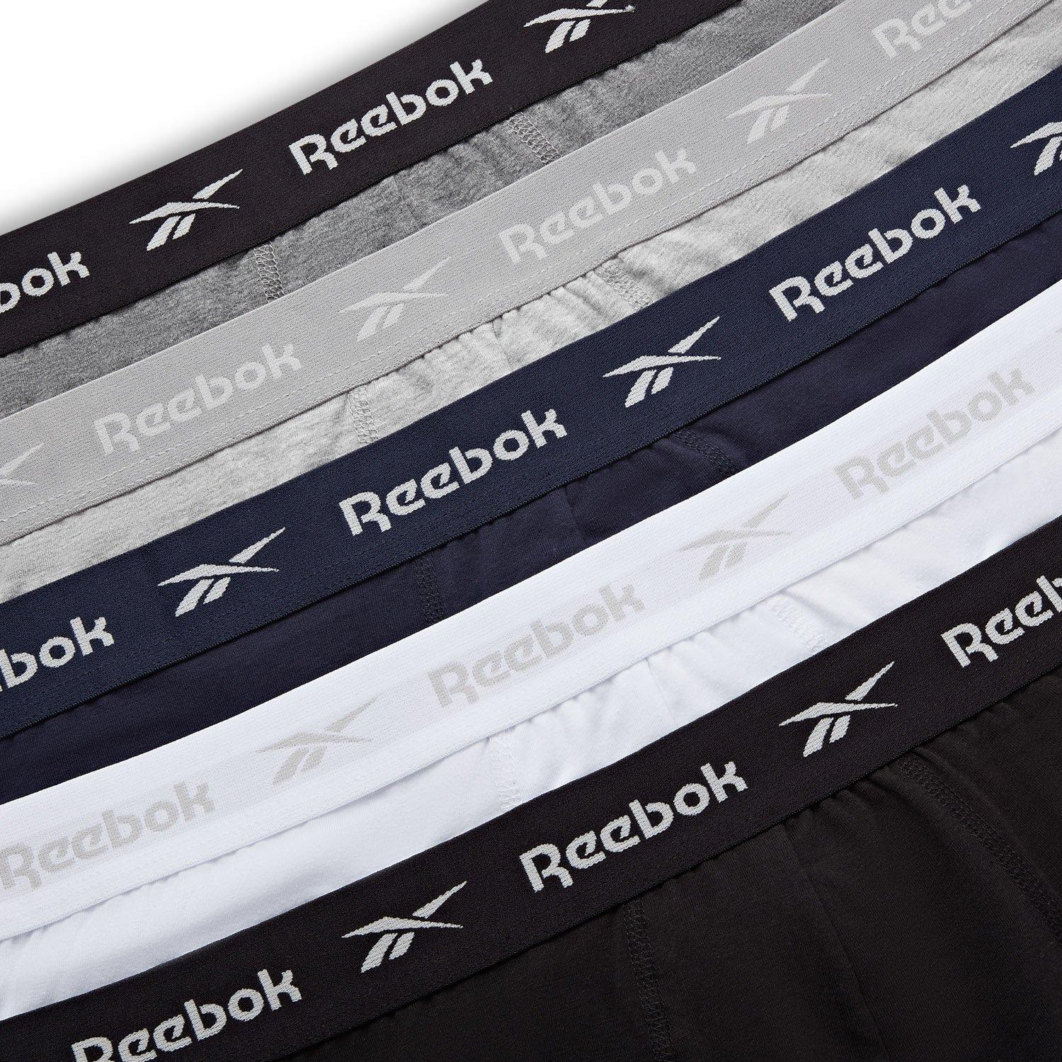 Preto/Branco/Cinza/Azul Escuro - Reebok - Mens 5 Pack Trunks - 12