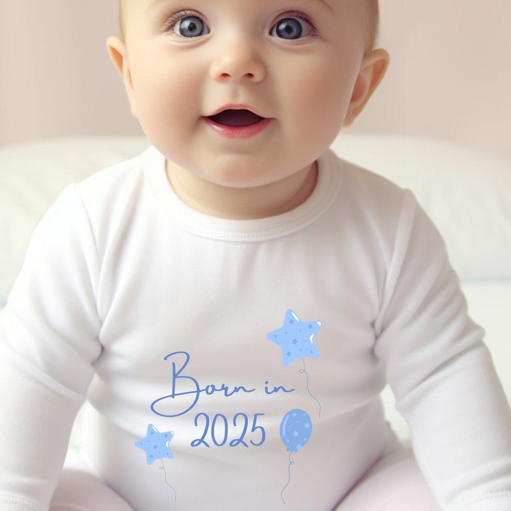 Blue - Aye Do Gifts - Born in 2025 Blue Balloons Baby Grow 3938-BBYgrow