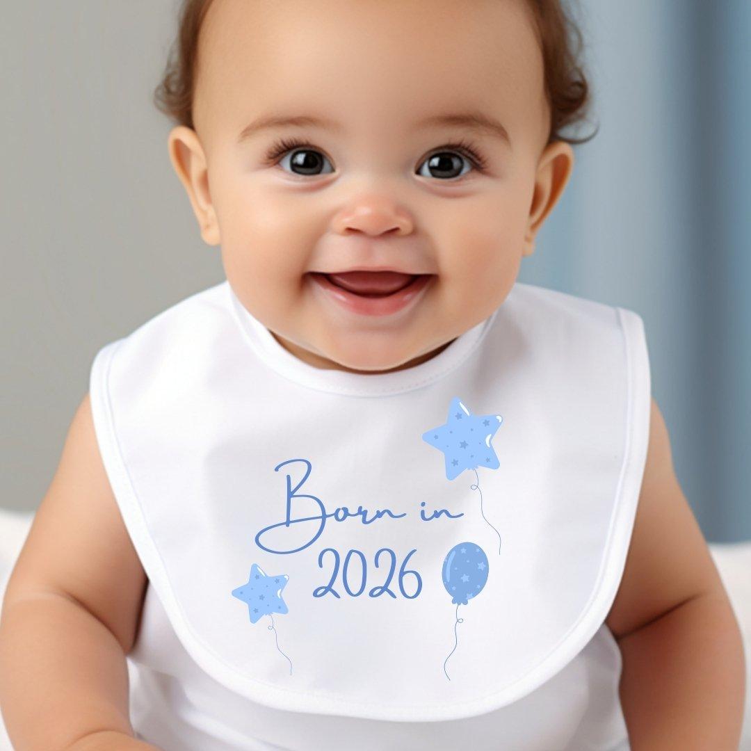 Blue - Aye Do Gifts - Born in 2026 Blue Balloons Bib 3938-BBYbib - 1