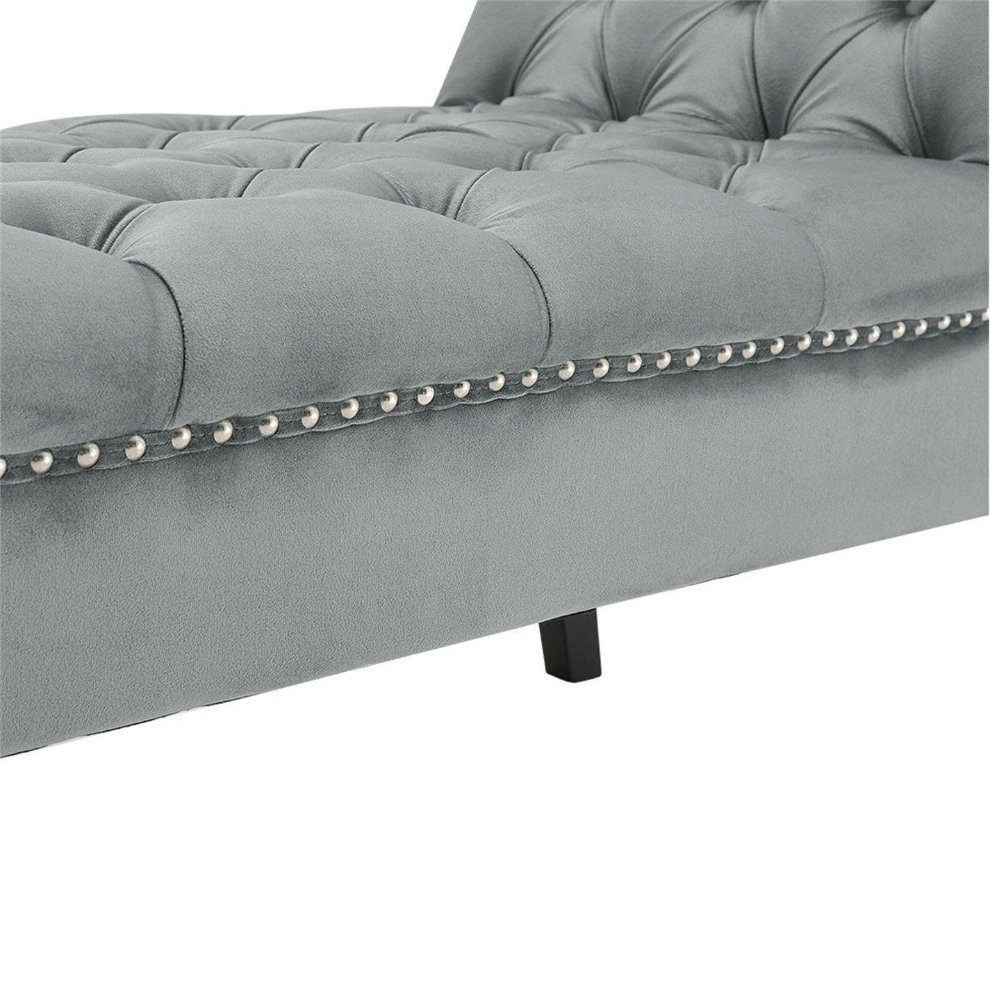 Grey - Kabinet UK - Grey Armed Velvet Buttoned Bed Bench - 5