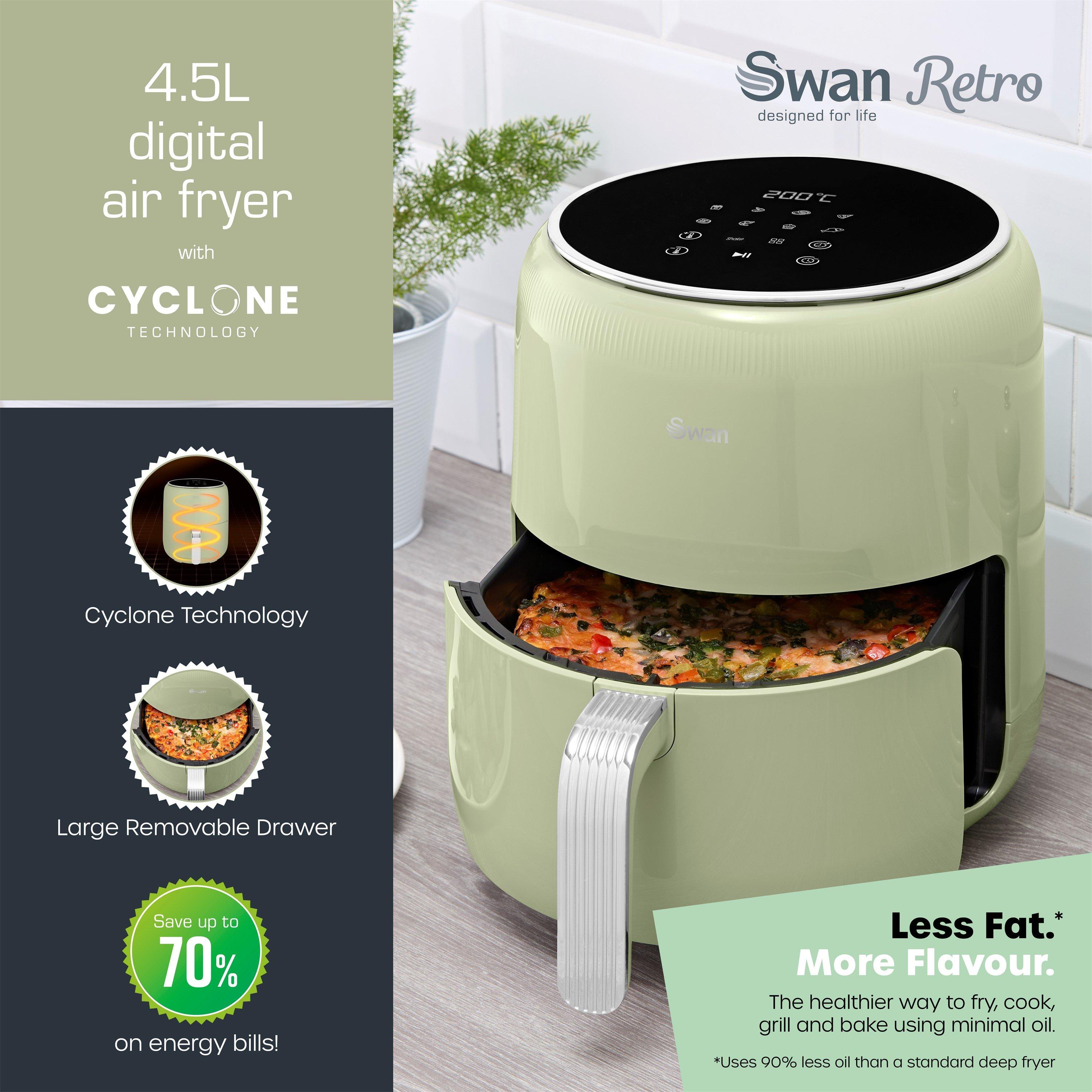 Green - Swan - Swan Retro 4.5L Air Fryer Green Digital - 2