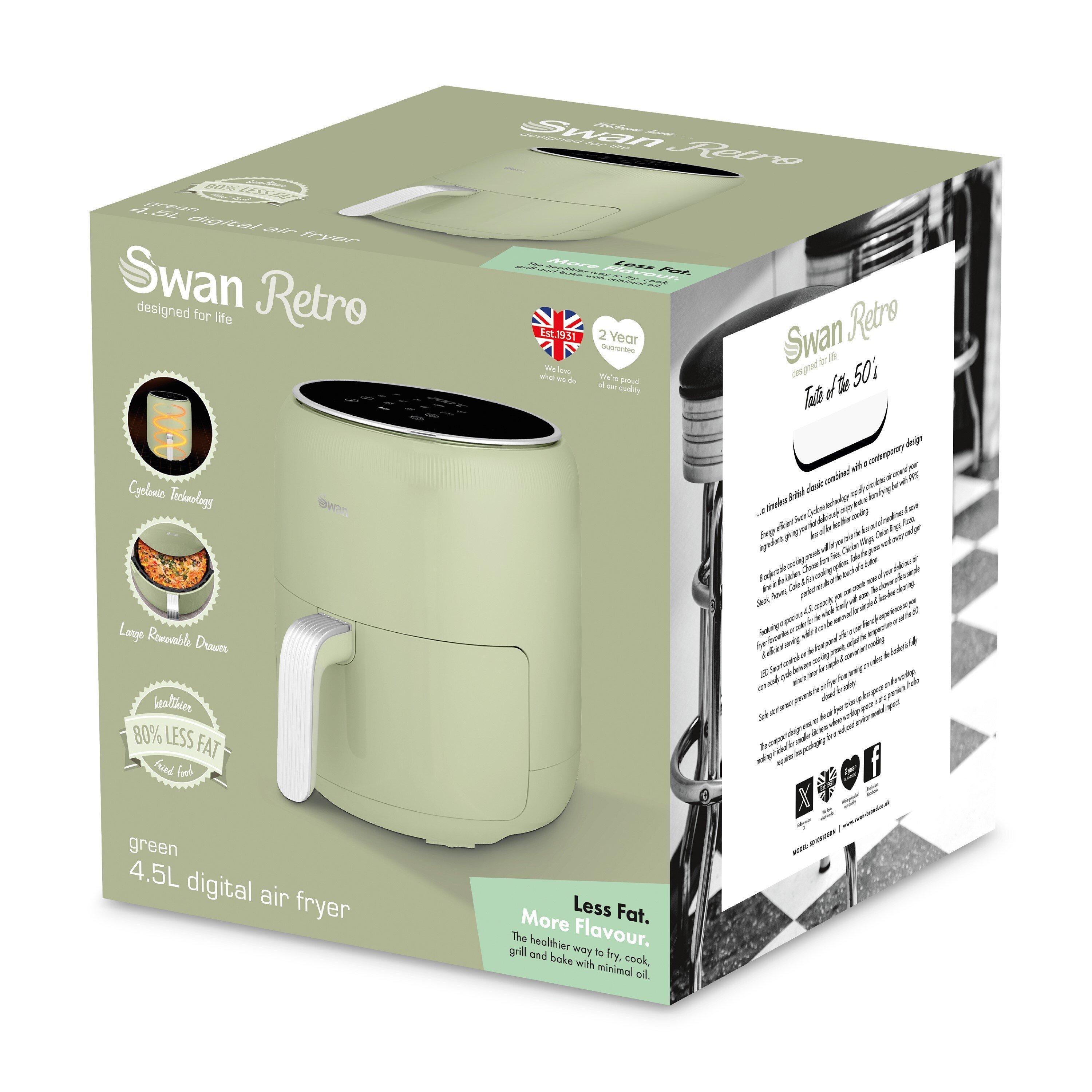 Green - Swan - Swan Retro 4.5L Air Fryer Green Digital - 8