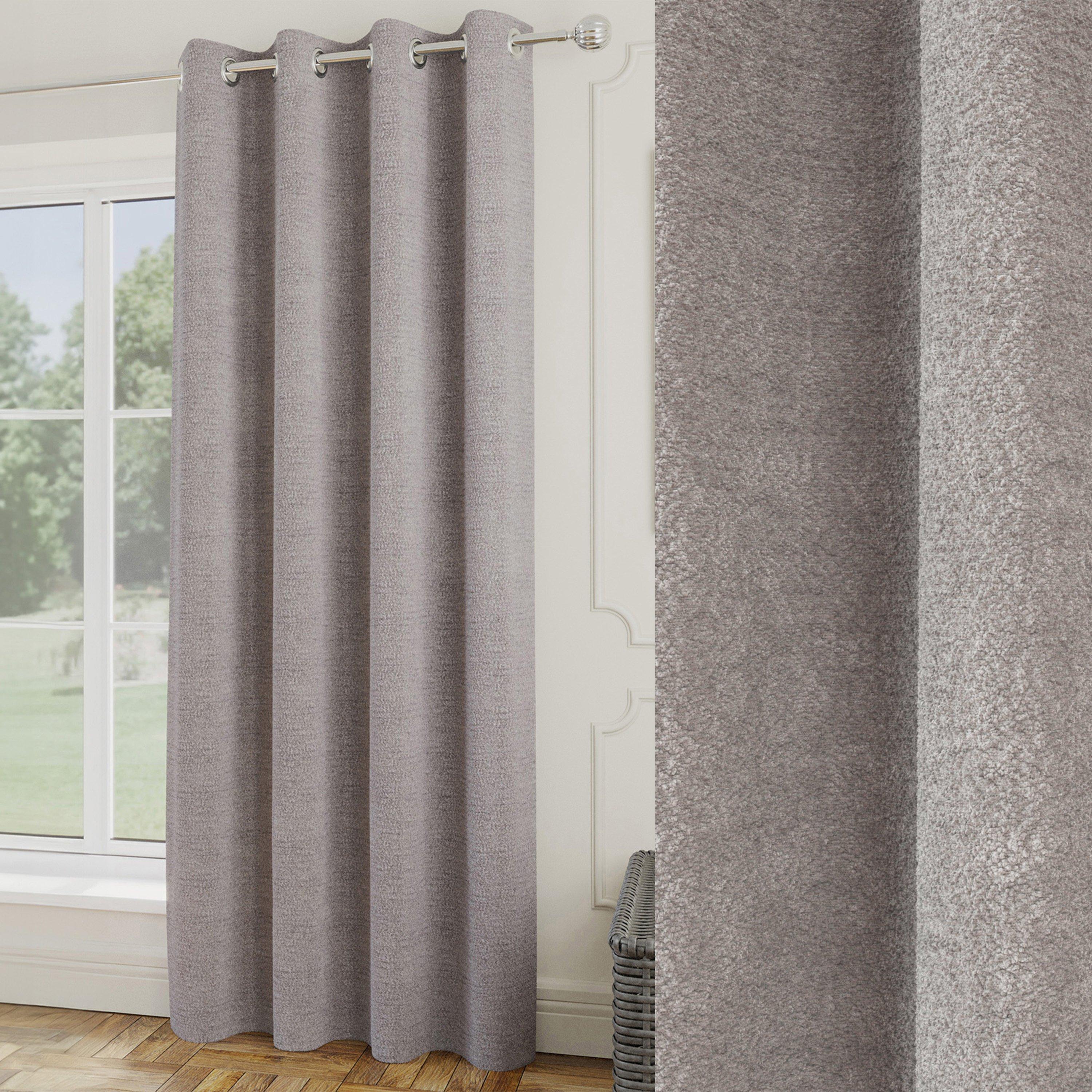 Silver - Enhanced Living - Royale Boucle Room Darkening Eyelet Door Curtain - 1