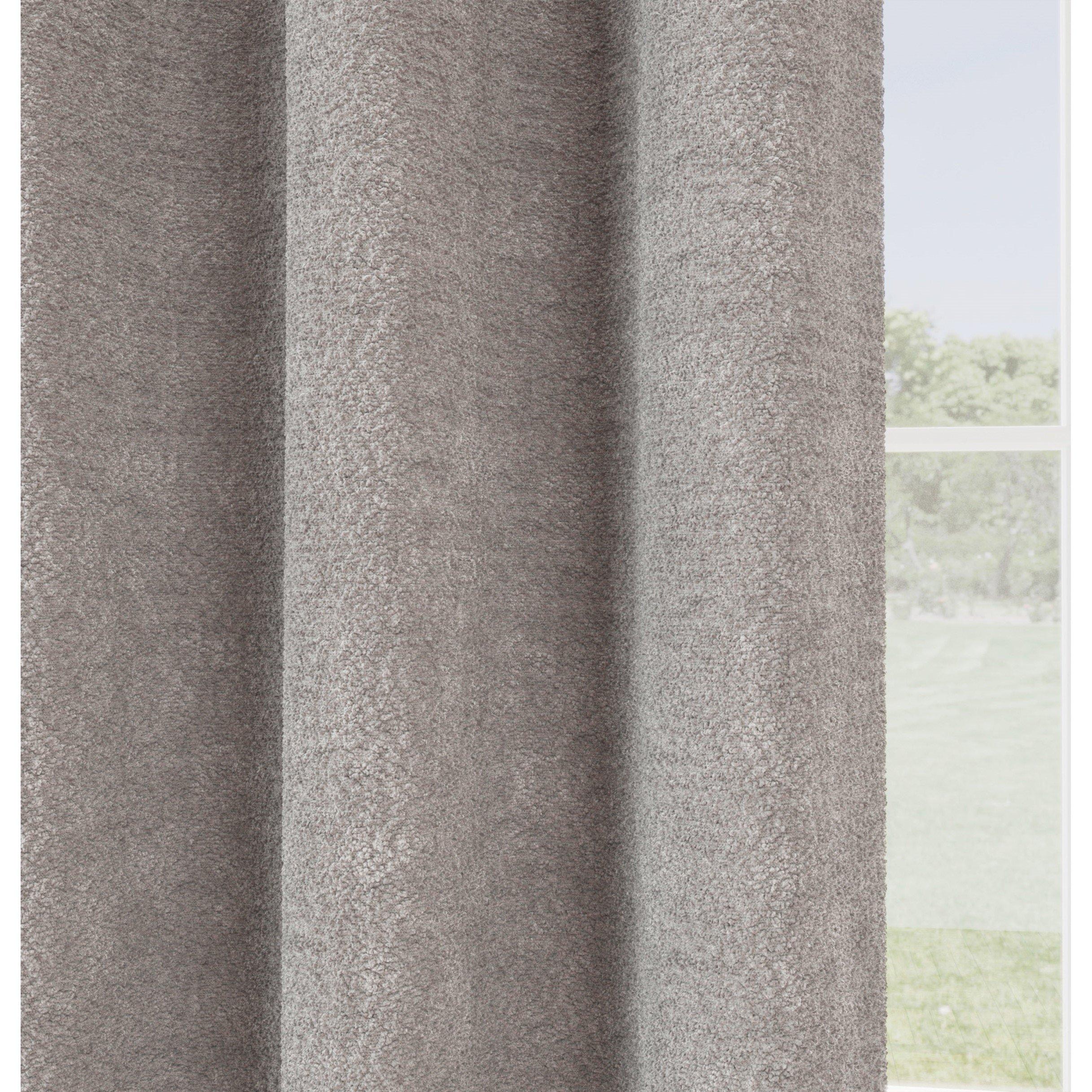 Silver - Enhanced Living - Royale Boucle Room Darkening Eyelet Door Curtain - 2