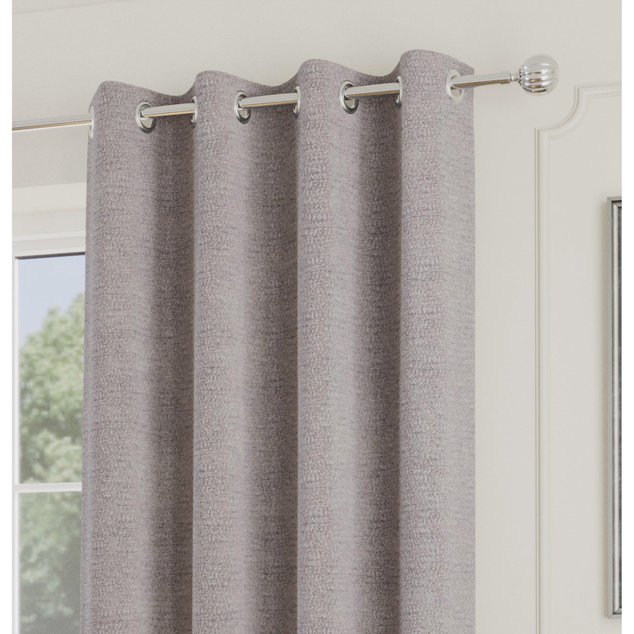 Silver - Enhanced Living - Royale Boucle Room Darkening Eyelet Door Curtain - 3