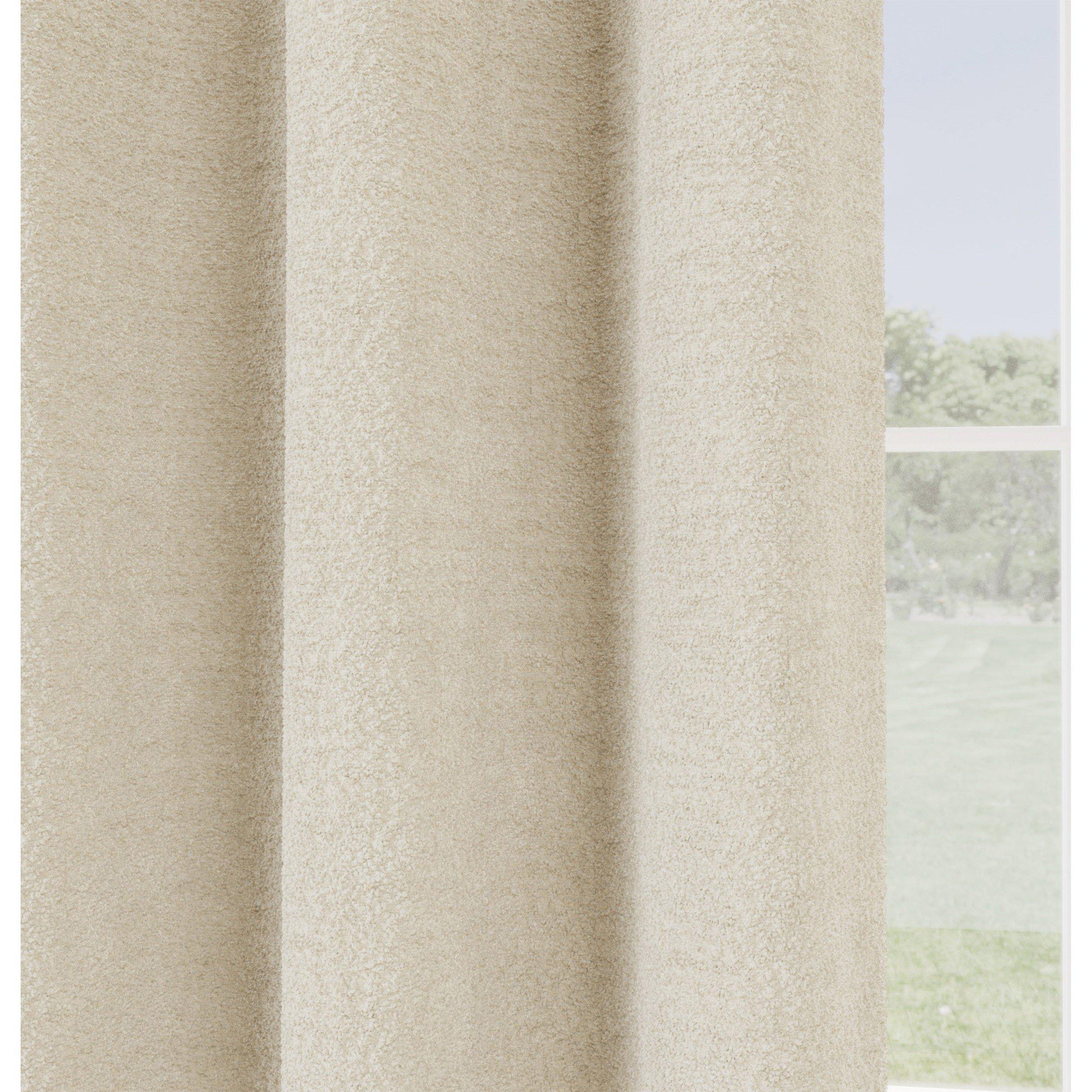 Cream - Luxury Enhanced Living - Royale Boucle Room Darkening Eyelet Door Curtain - 2