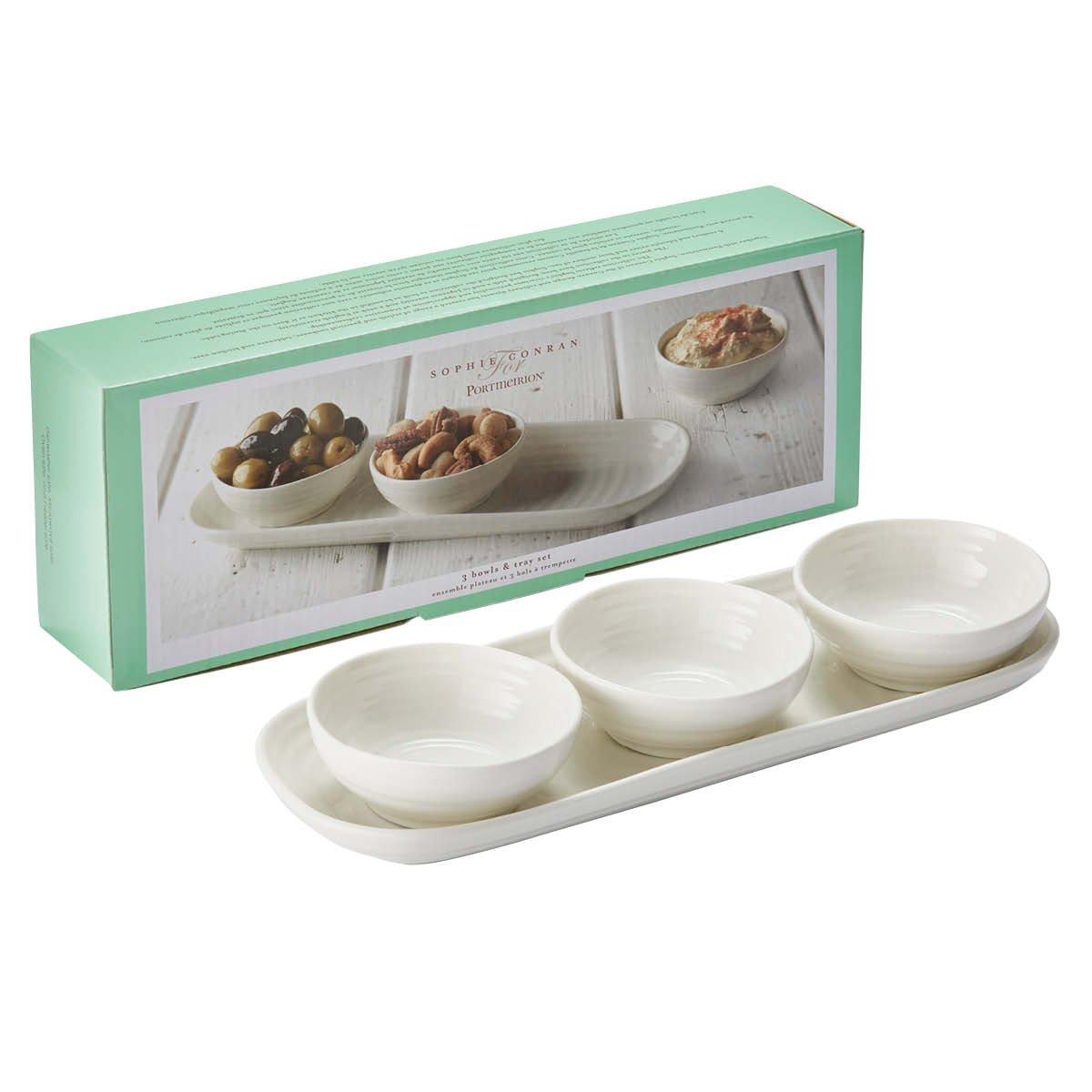 White - Portmeirion - Sophie Conran Three Bowl   Tray Set - 1