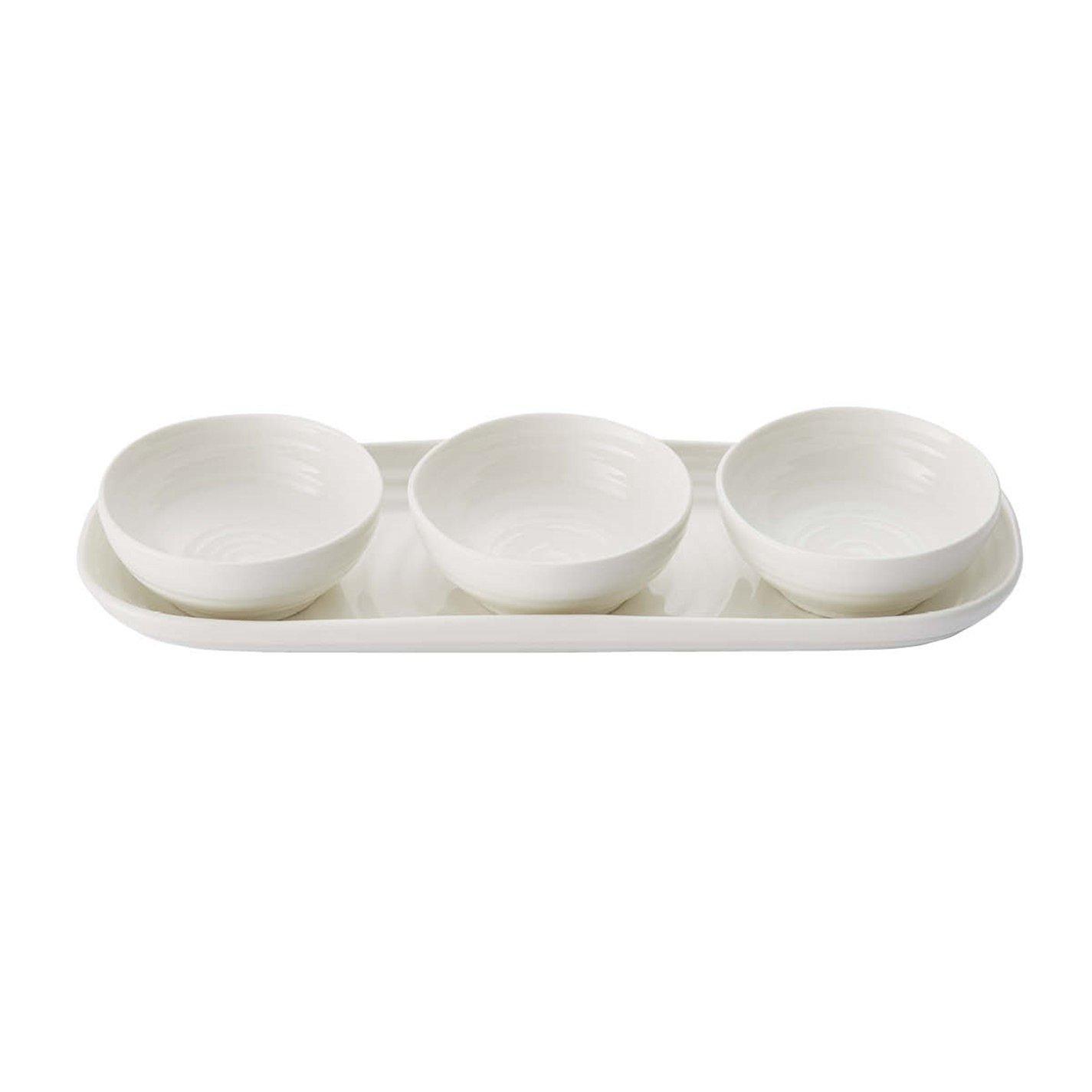 White - Portmeirion - Sophie Conran Three Bowl   Tray Set - 2