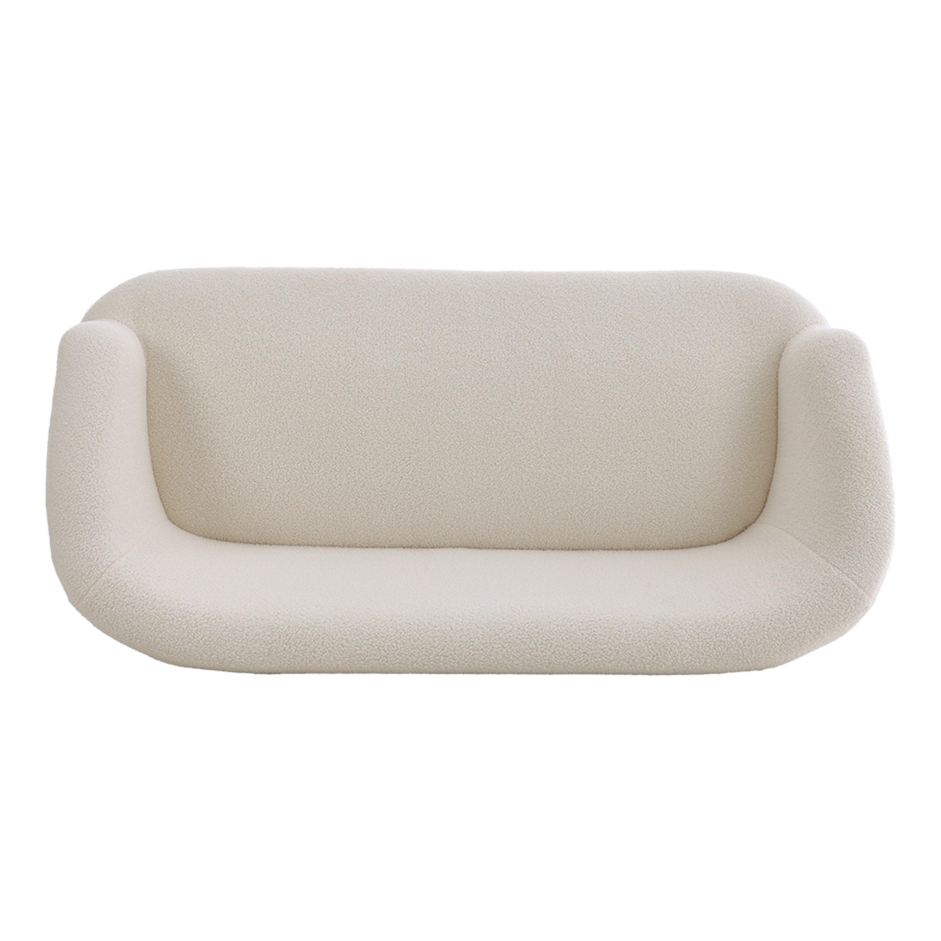 White - Kabinet UK - White Teddy Fabric Loveseat with Metal Legs - 6
