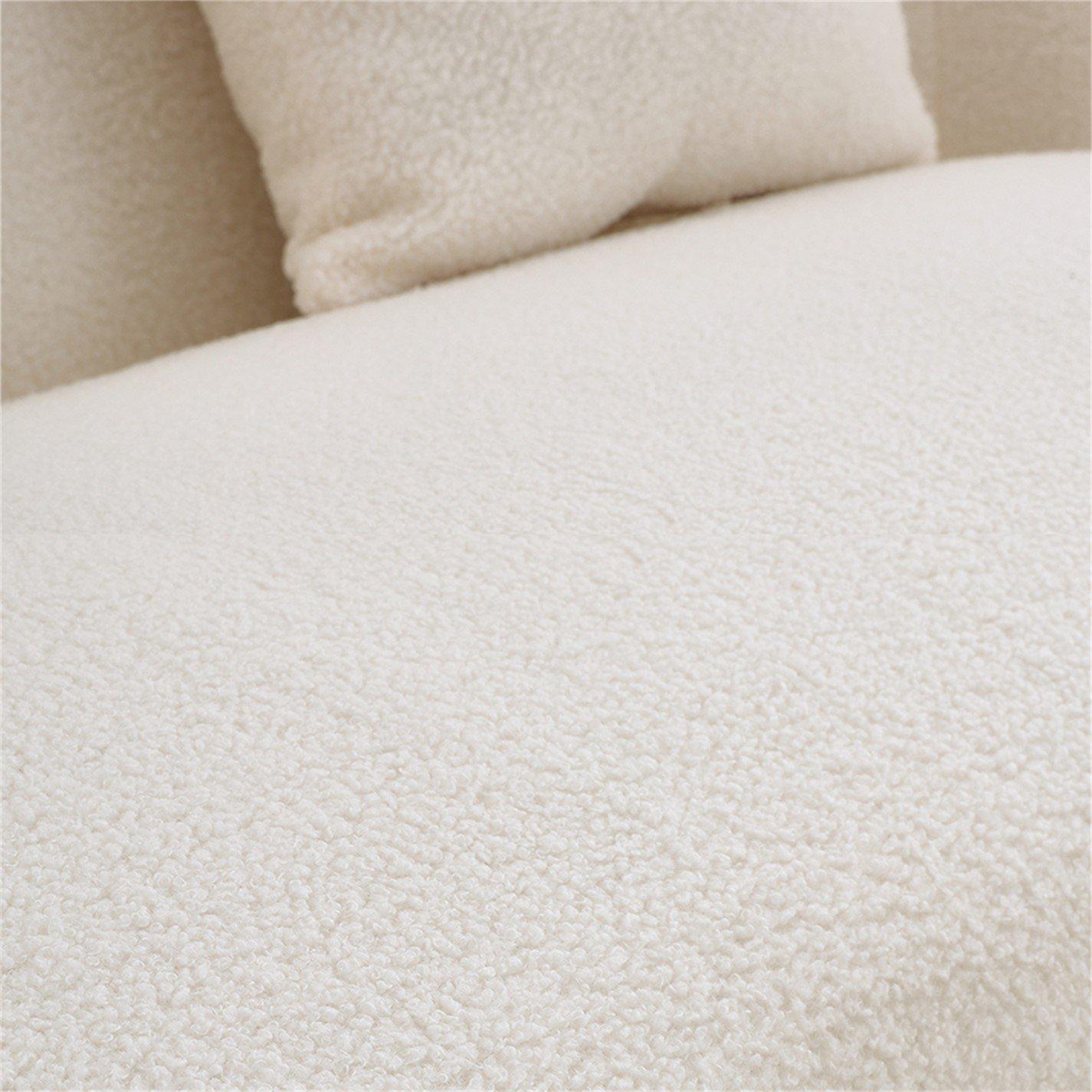 White - Kabinet UK - White Teddy Fabric Loveseat with Metal Legs - 7