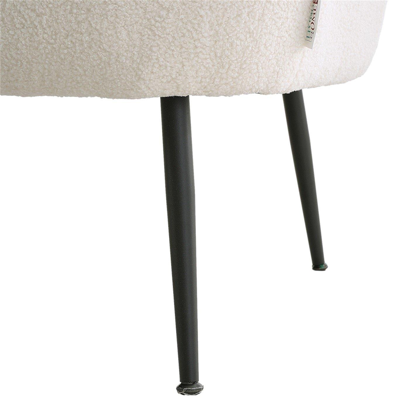 White - Kabinet UK - White Teddy Fabric Loveseat with Metal Legs - 10