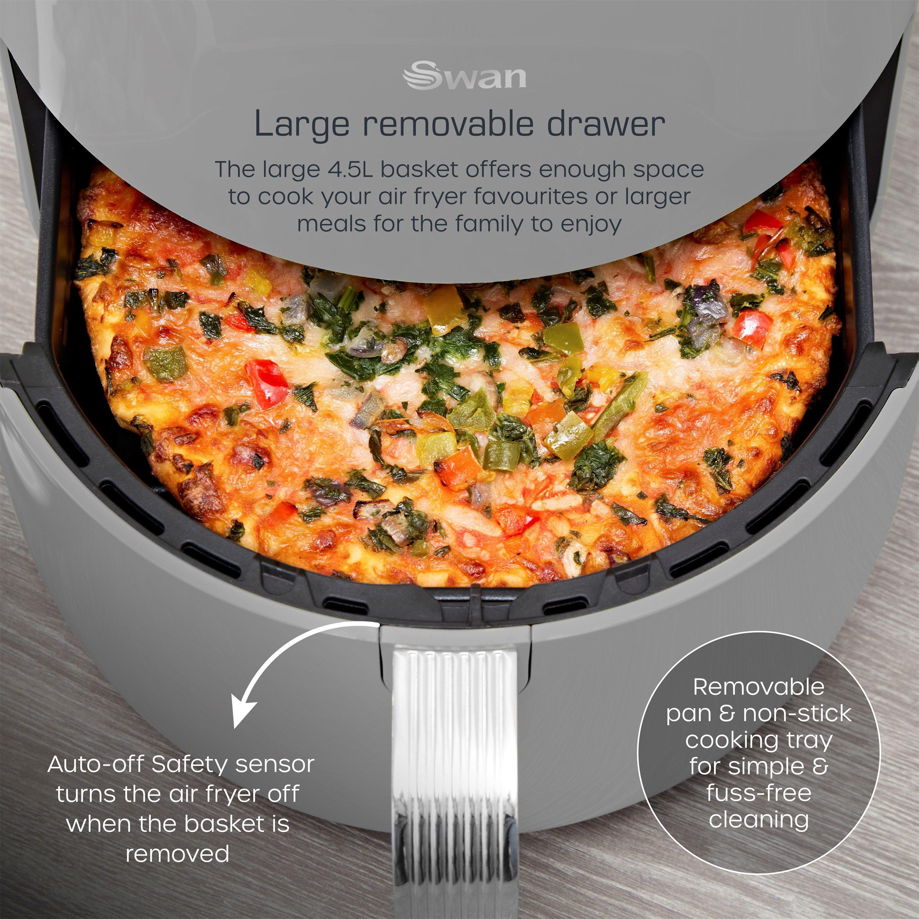 Grey - Swan - Swan Retro 4.5L Air Fryer Grey Digital - 4