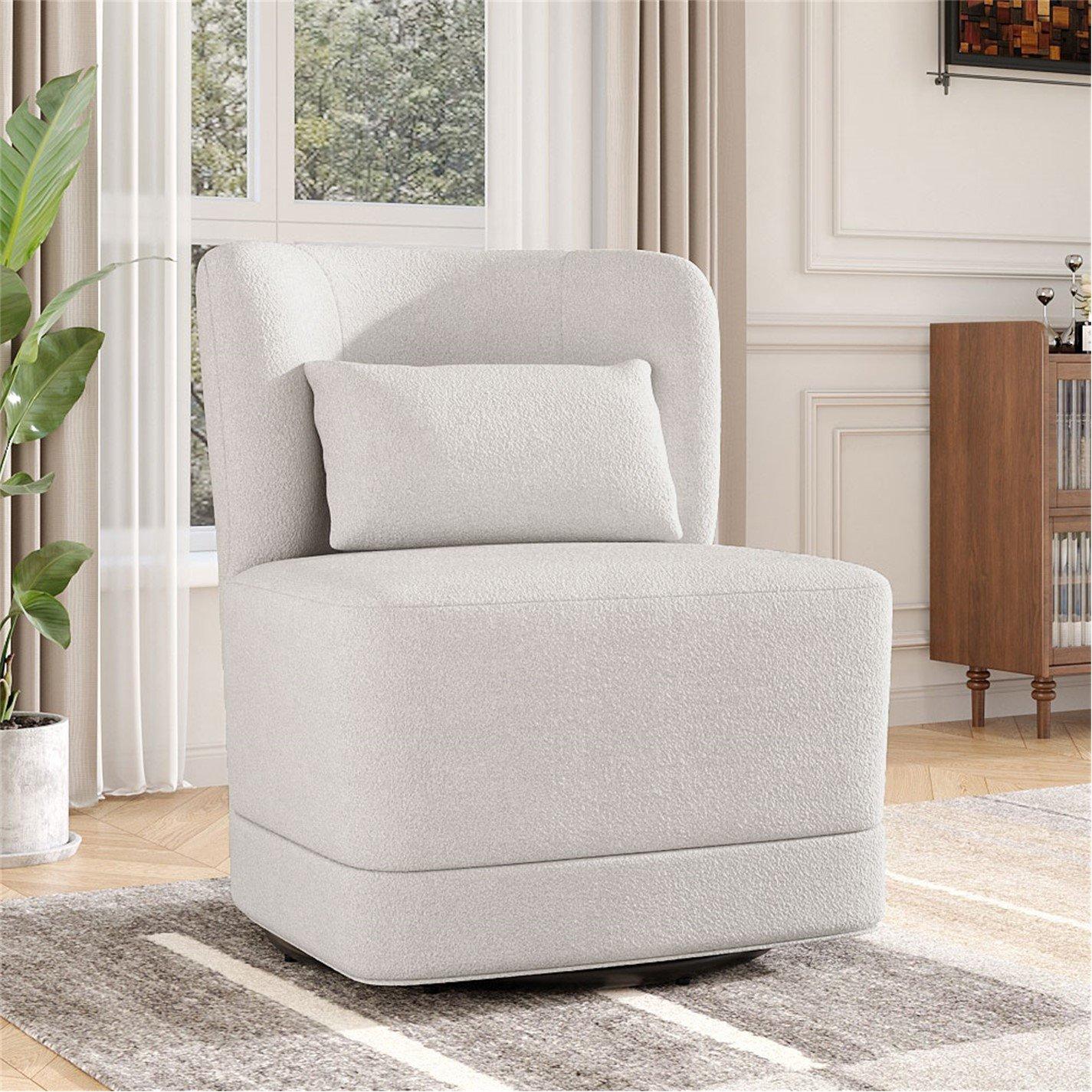 Kabinet UK Teddy Fur Upholstered Swivel Barrel Chair