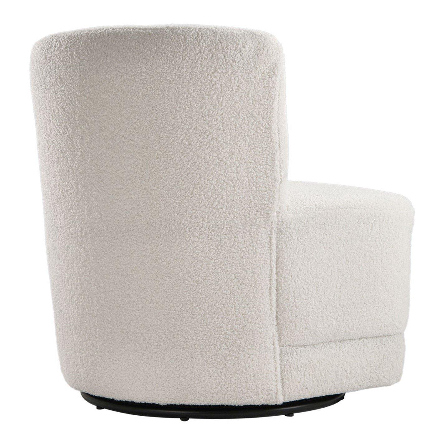 White - Kabinet UK - Teddy Fur Upholstered Swivel Barrel Chair - 4