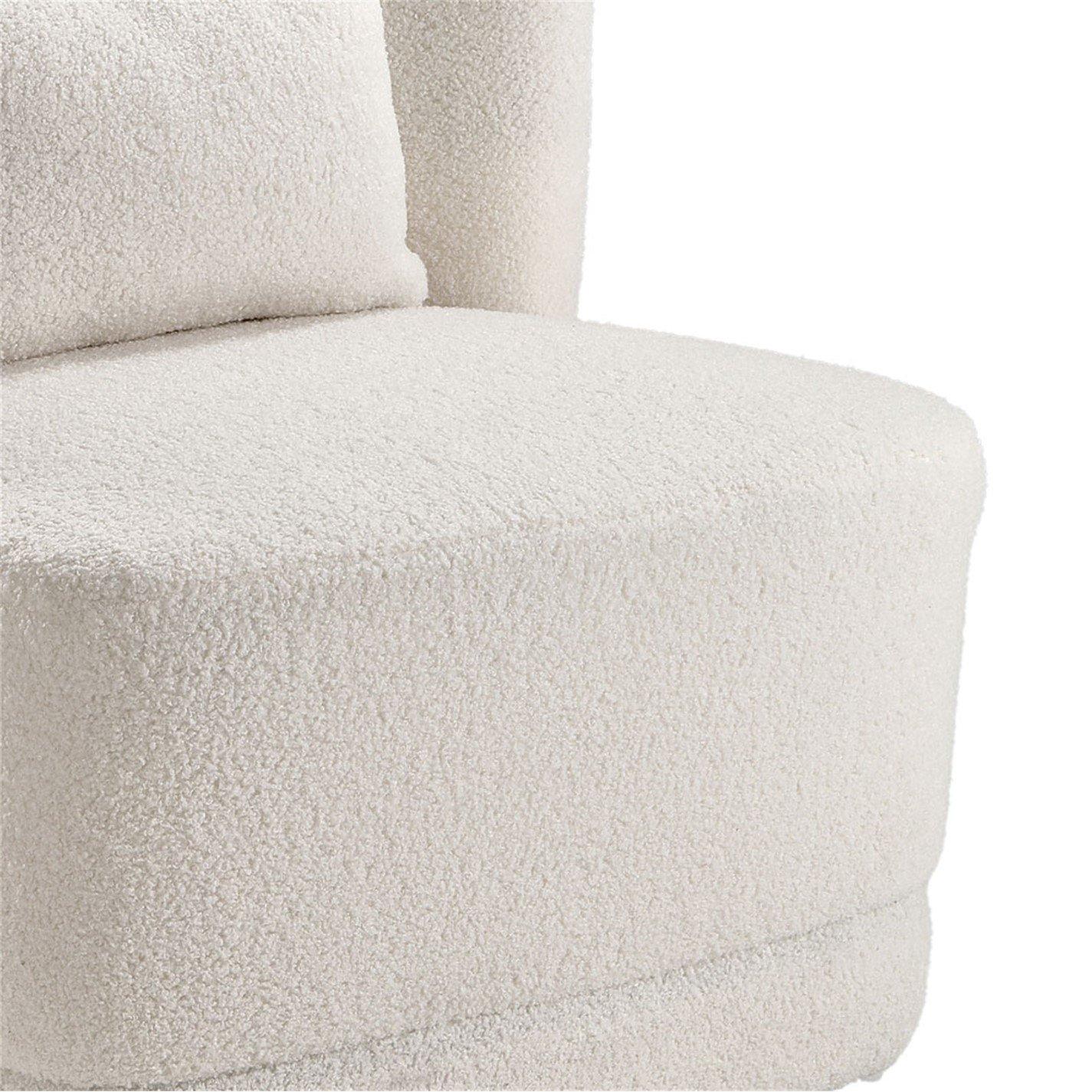 White - Kabinet UK - Teddy Fur Upholstered Swivel Barrel Chair - 6