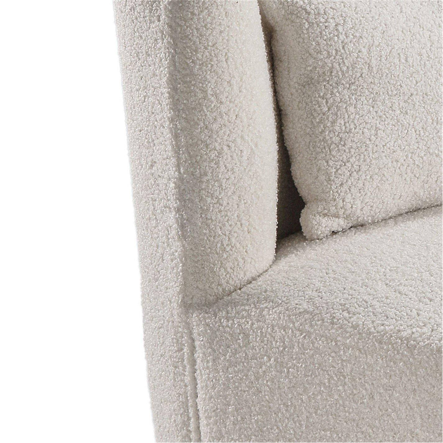 White - Kabinet UK - Teddy Fur Upholstered Swivel Barrel Chair - 7