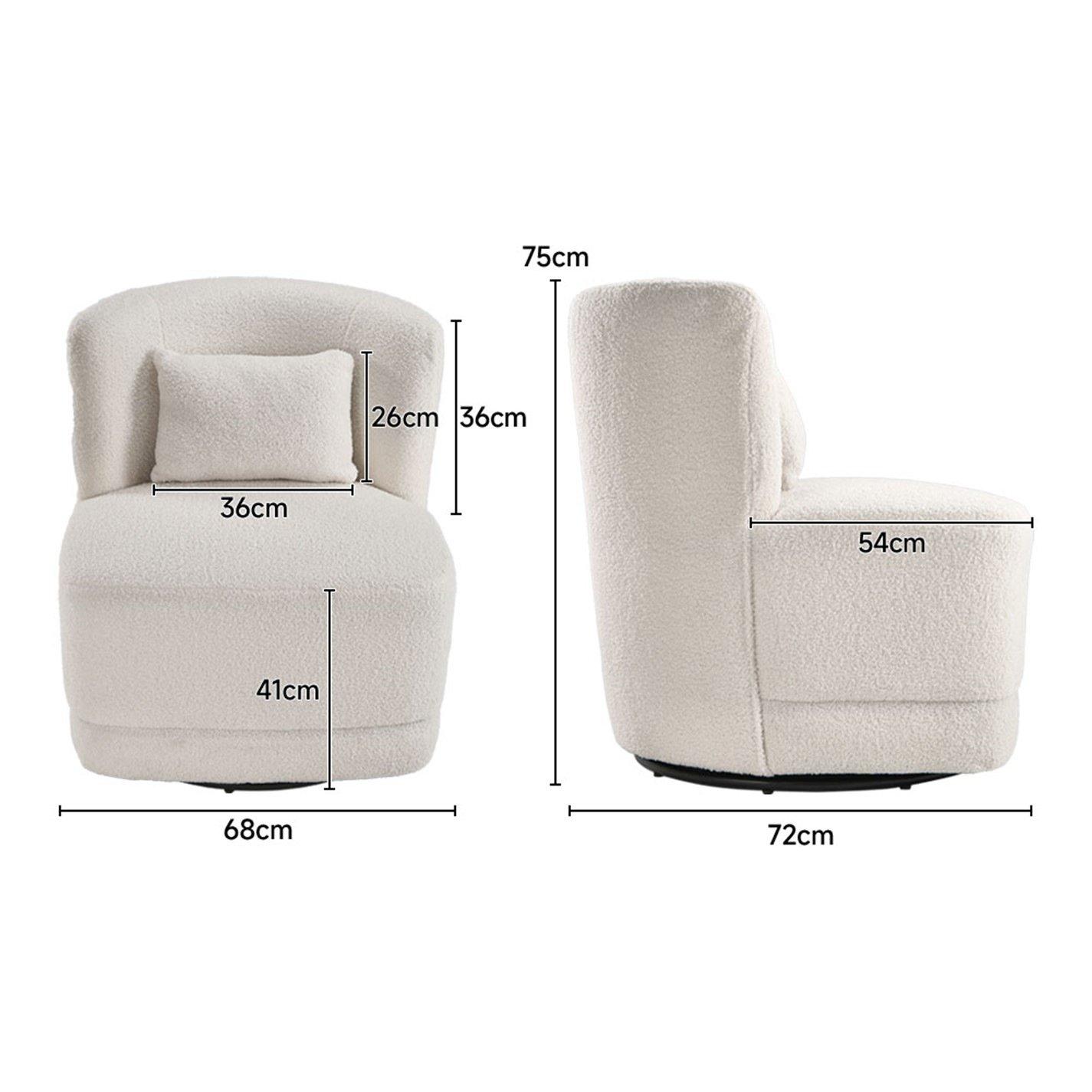 White - Kabinet UK - Teddy Fur Upholstered Swivel Barrel Chair - 9