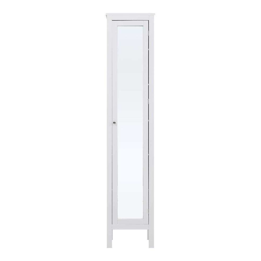 White - Kabinet UK - Slim White Tall Cabinet with Mirror Door - 2