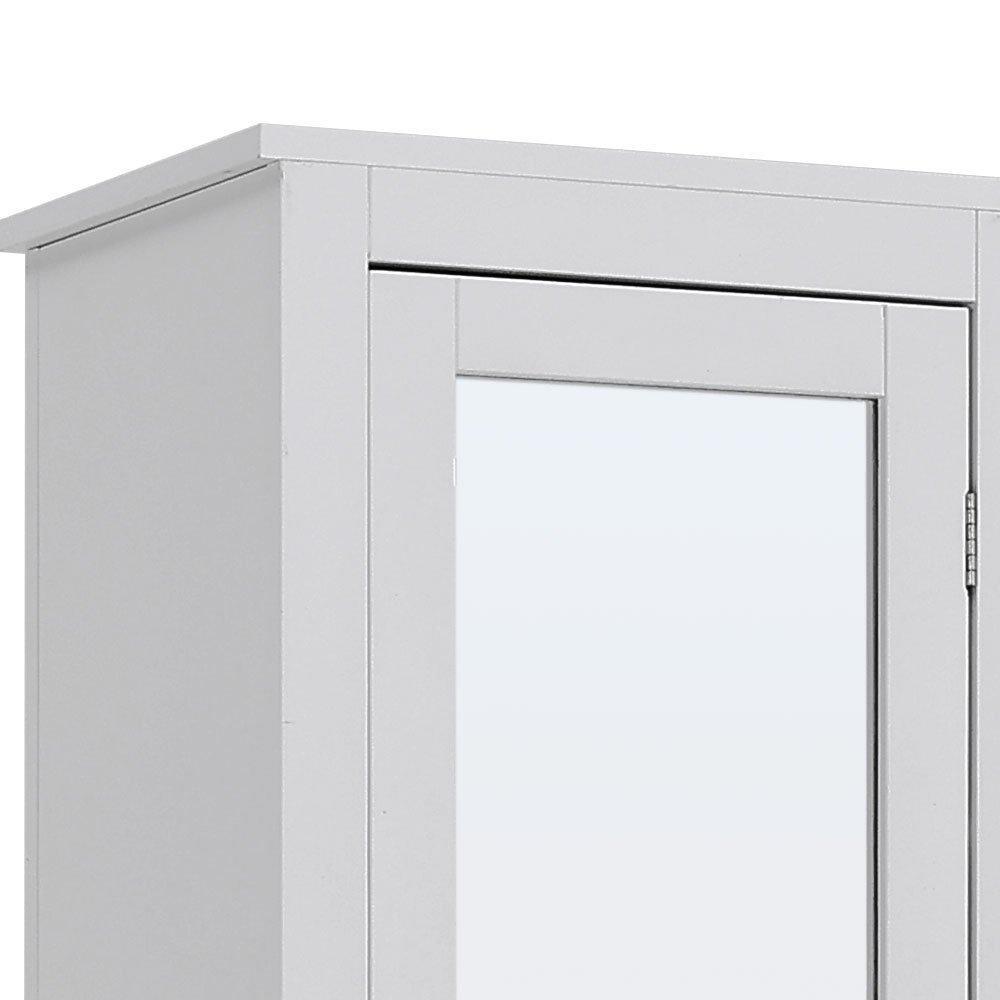 White - Kabinet UK - Slim White Tall Cabinet with Mirror Door - 8