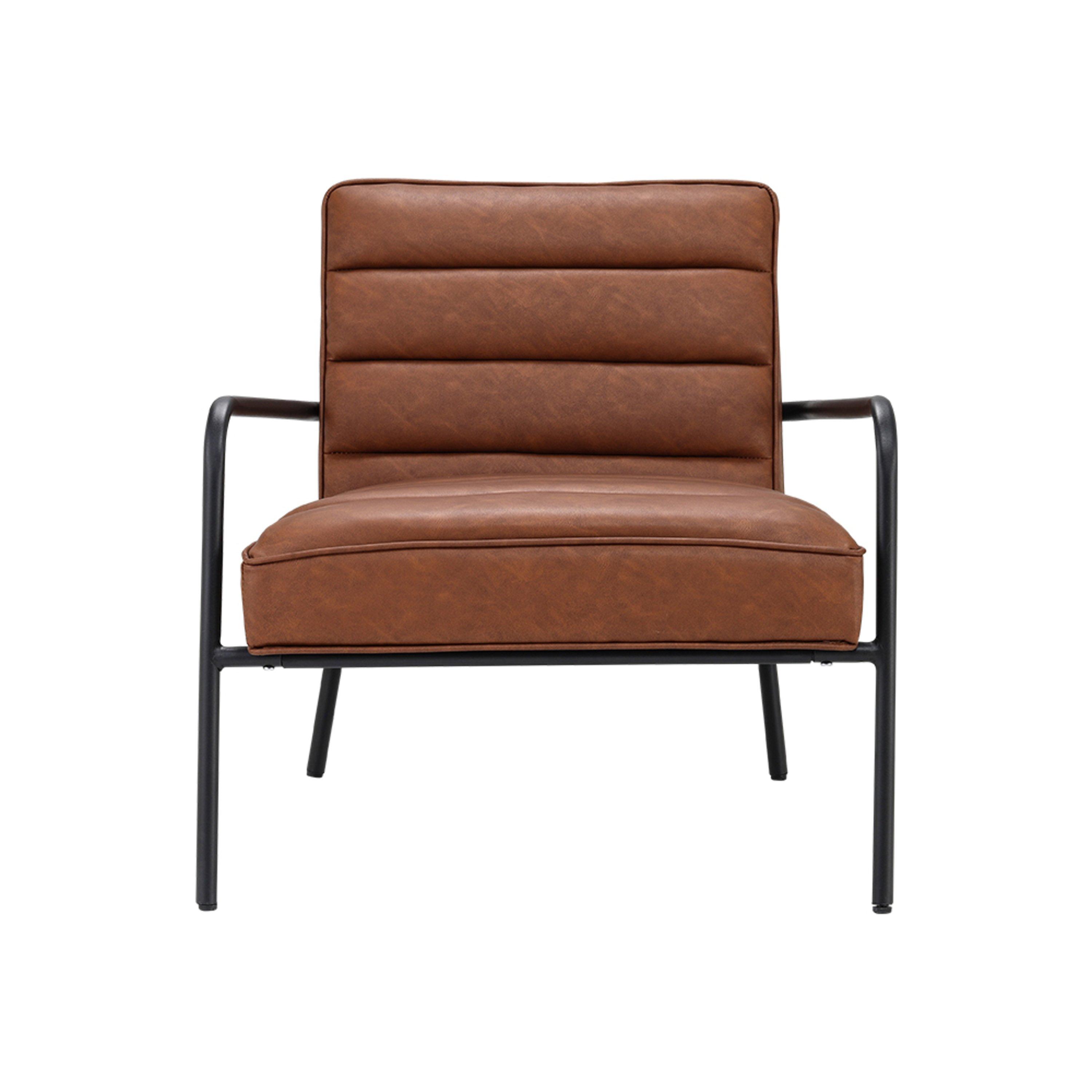 Tan - Kabinet UK - PU Leather Cushioned Accent Armchair - 2