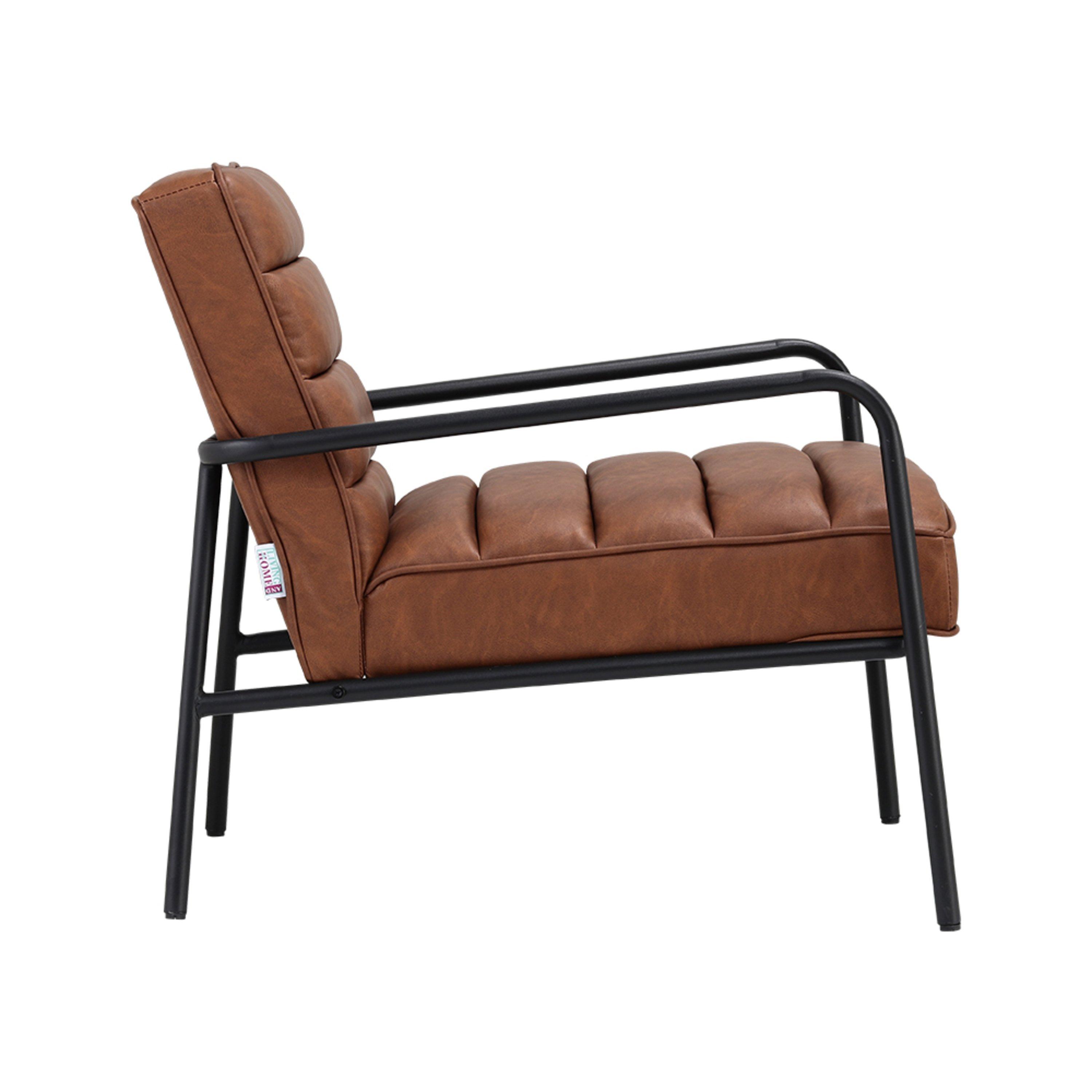 Tan - Kabinet UK - PU Leather Cushioned Accent Armchair - 3